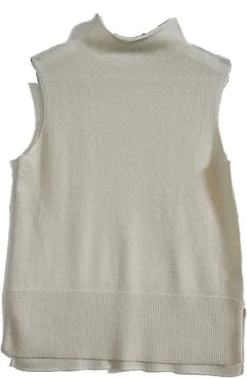 100% Cashmere Funnel Neck Sleeveless Top