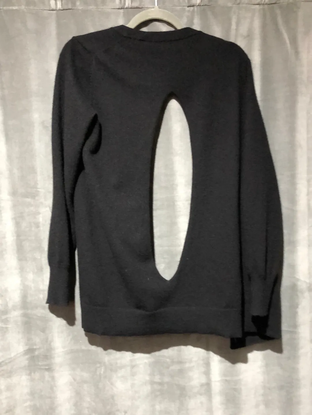360 SWEATER Black Cashmere Cardigan with Back Cutout