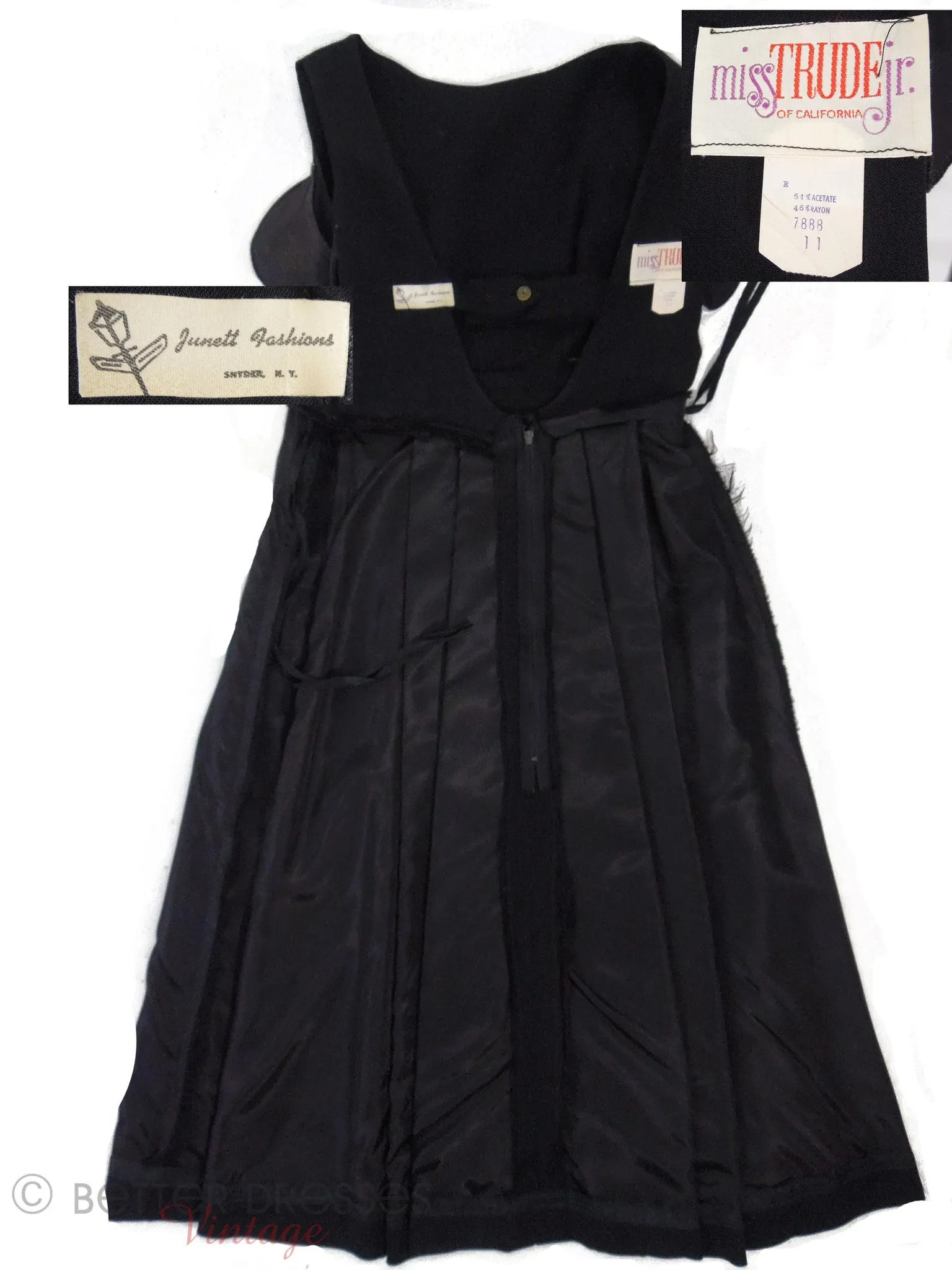 50s/60s Black Cocktail Dress With Low Back