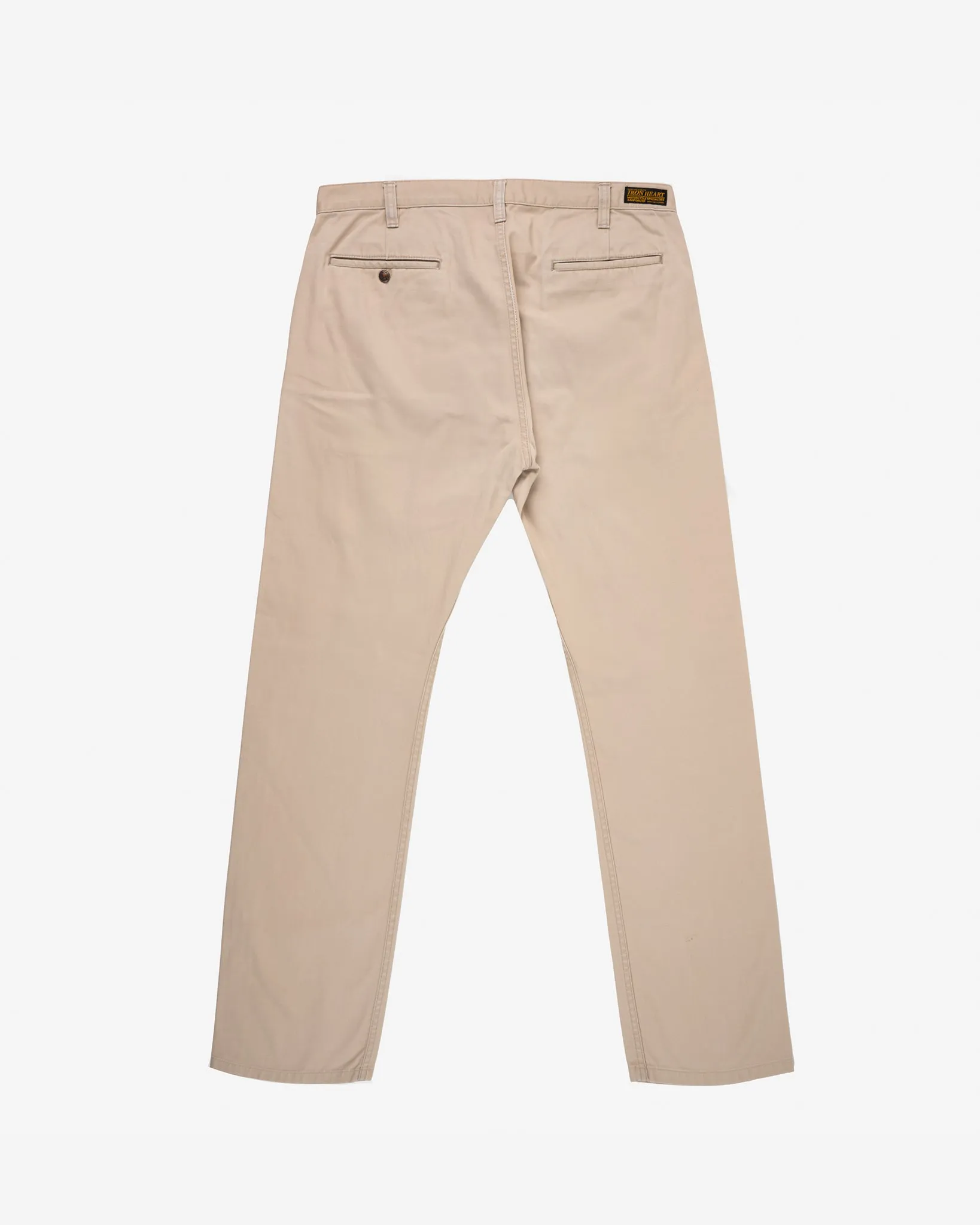 9oz Mercerised Selvedge Cotton Slim Tapered Chinos - Khaki (IH-721-KHA) Tag 40, Hemmed to 29.0''