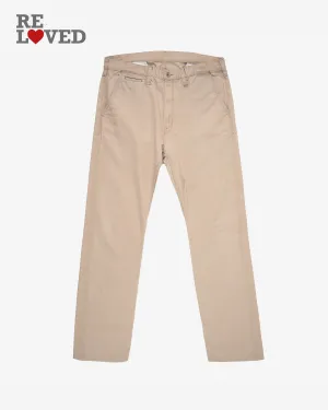 9oz Mercerised Selvedge Cotton Slim Tapered Chinos - Khaki (IH-721-KHA) Tag 40, Hemmed to 29.0''