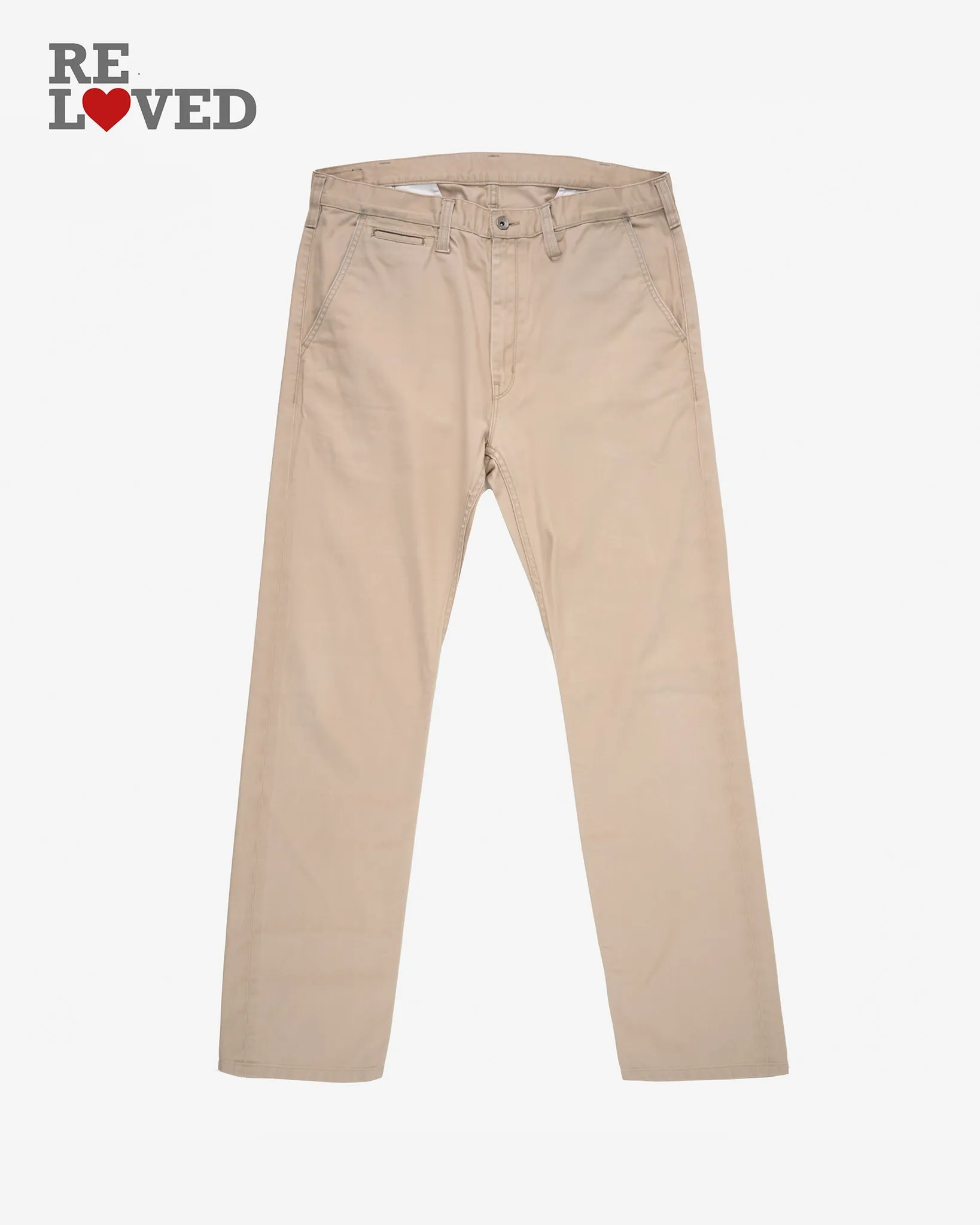 9oz Mercerised Selvedge Cotton Slim Tapered Chinos - Khaki (IH-721-KHA) Tag 40, Hemmed to 29.0''