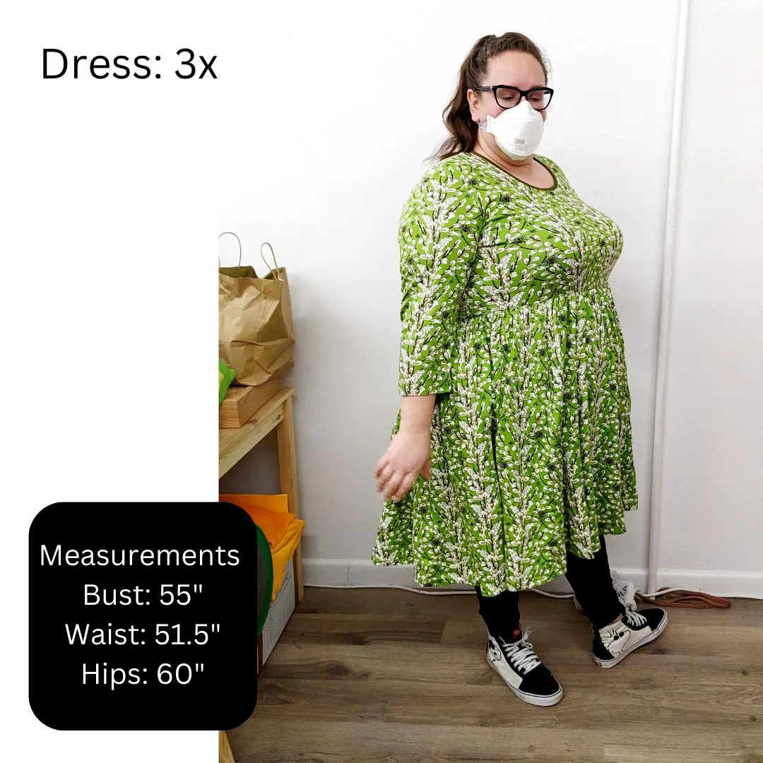 Adult's Cucurbits - Violet Long Sleeve Dress With Gathered Skirt