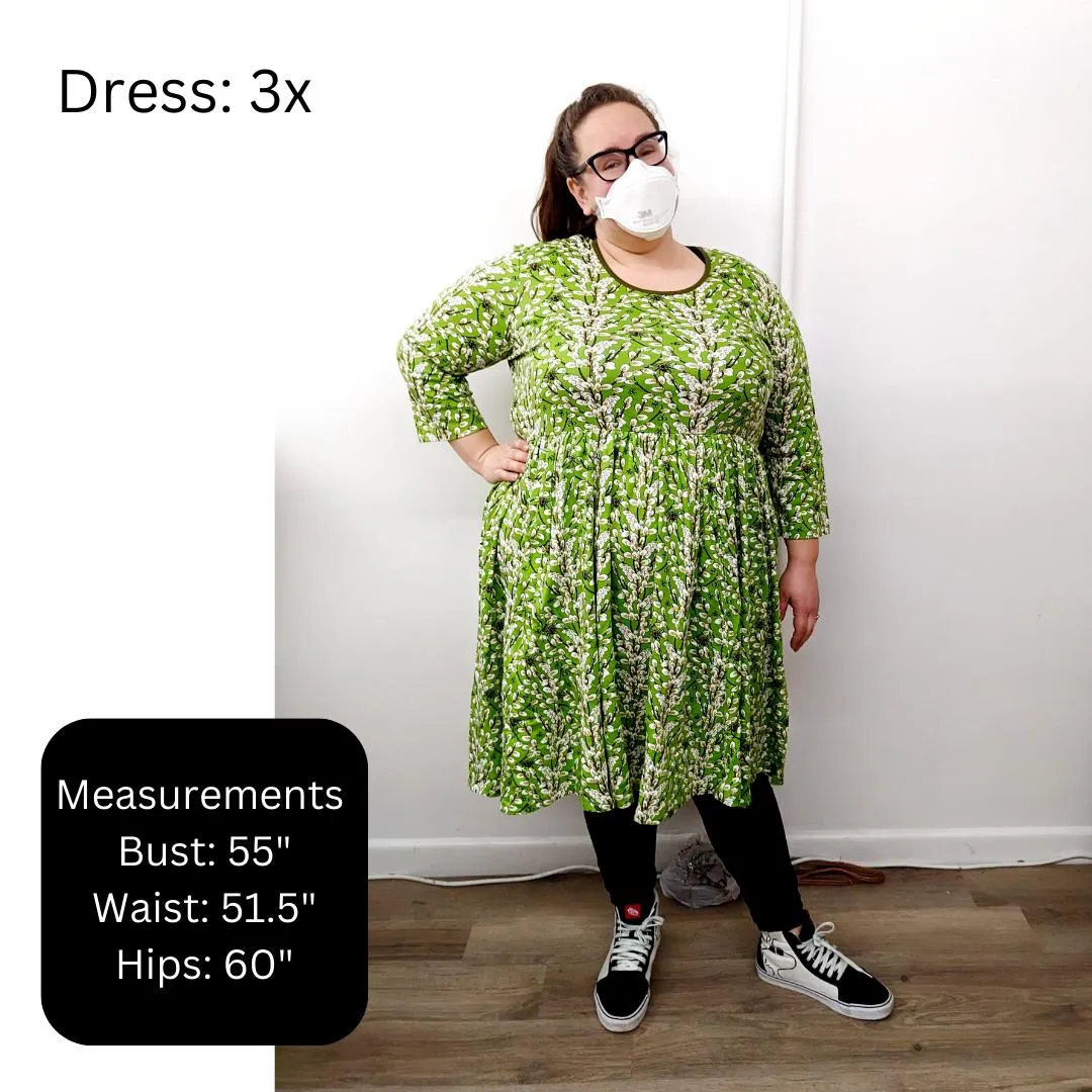 Adult's Cucurbits - Violet Long Sleeve Dress With Gathered Skirt