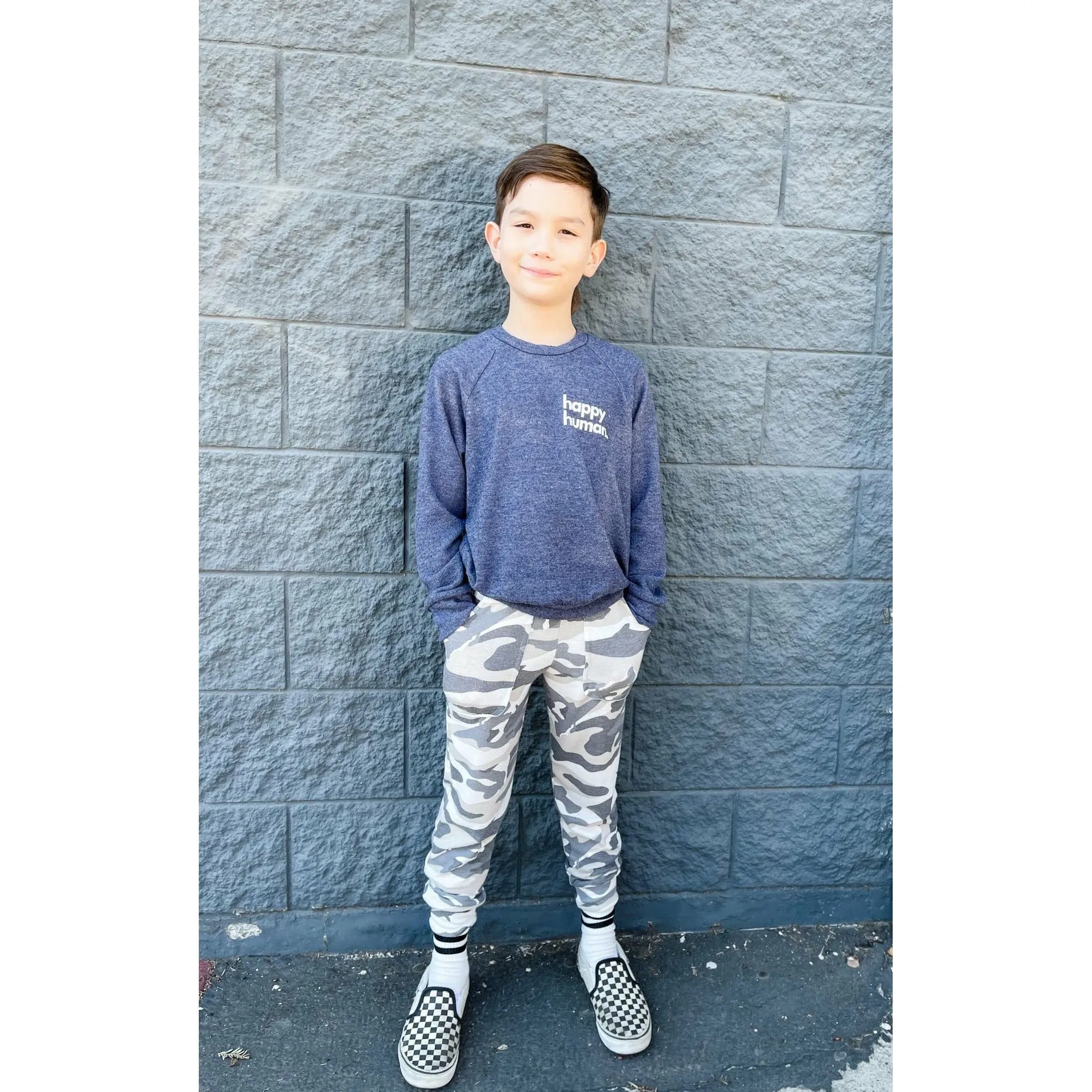 Alfie-Happy Human Kids top | Navy FC