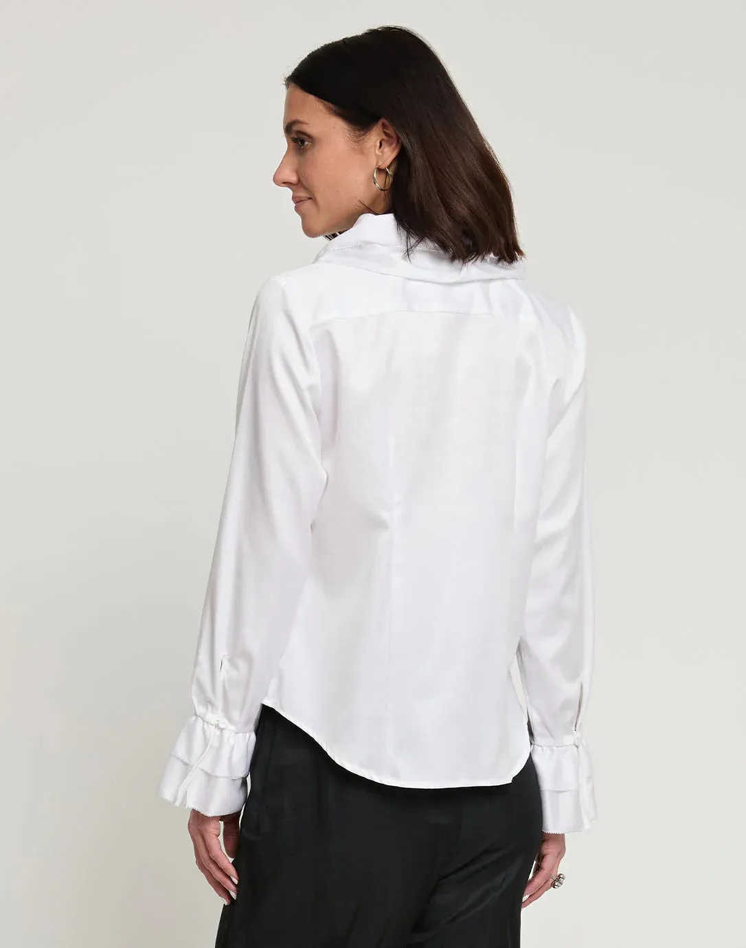 AMARA LONG SLEEVE COTTON SATIN SHIRT