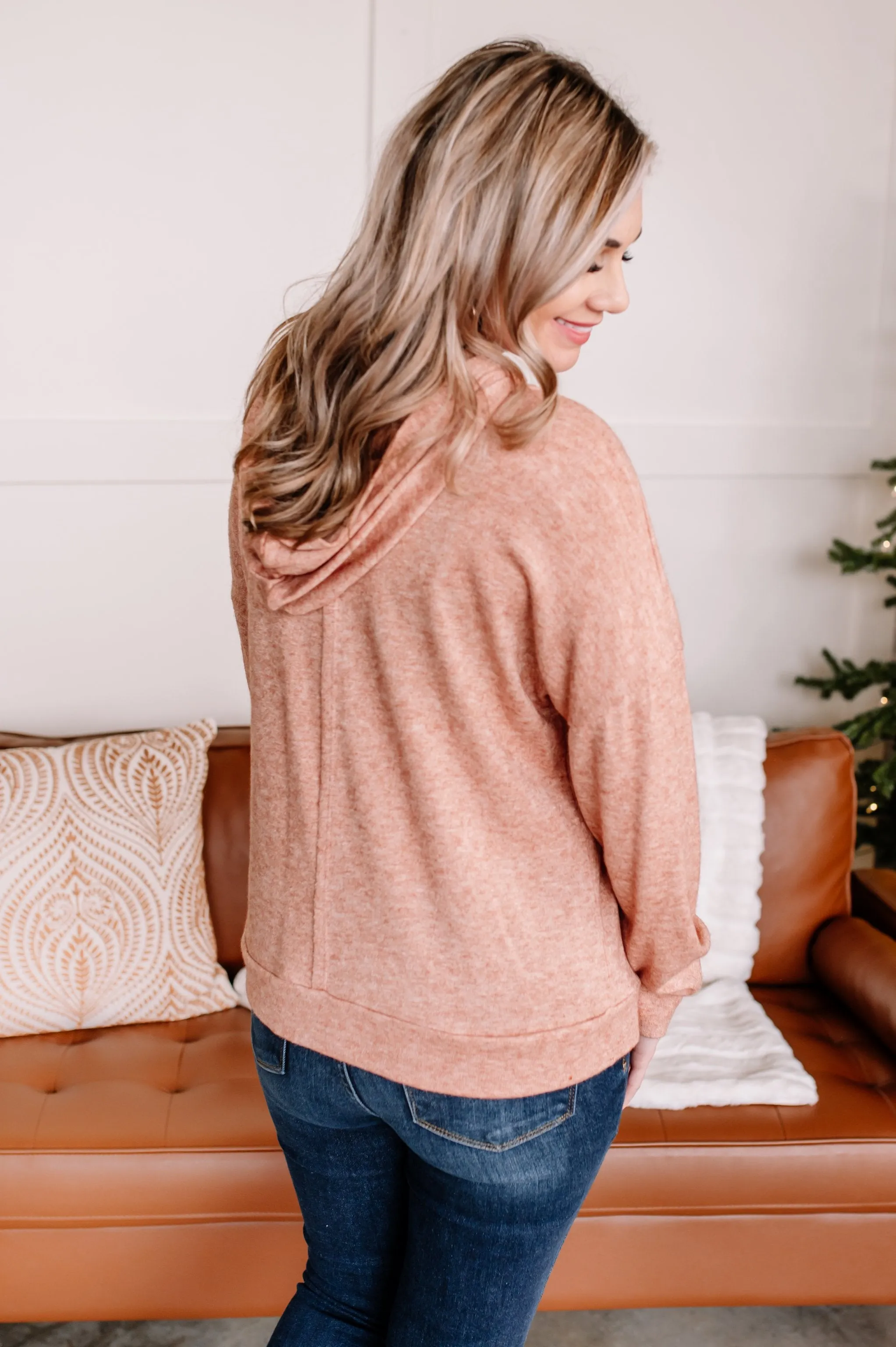 And Sew It Goes Brushed Hooded Top In Claybrook