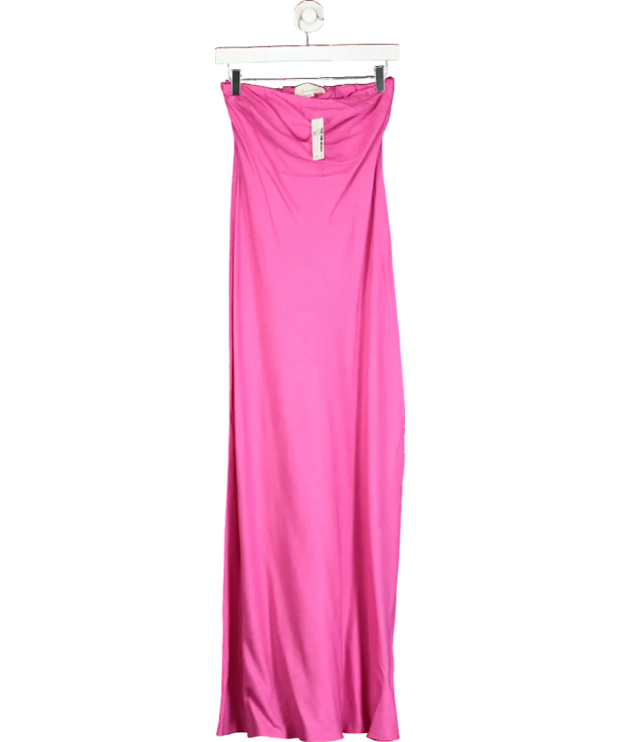 Anthropologie Pink The Fleur Strapless Linen-blend Maxi Slip Dress UK 8