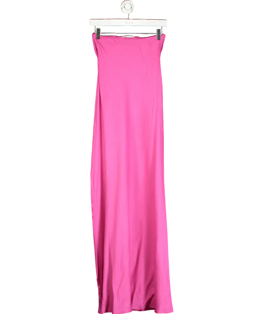Anthropologie Pink The Fleur Strapless Linen-blend Maxi Slip Dress UK 8