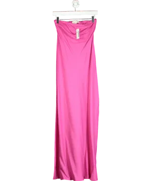 Anthropologie Pink The Fleur Strapless Linen-blend Maxi Slip Dress UK 8