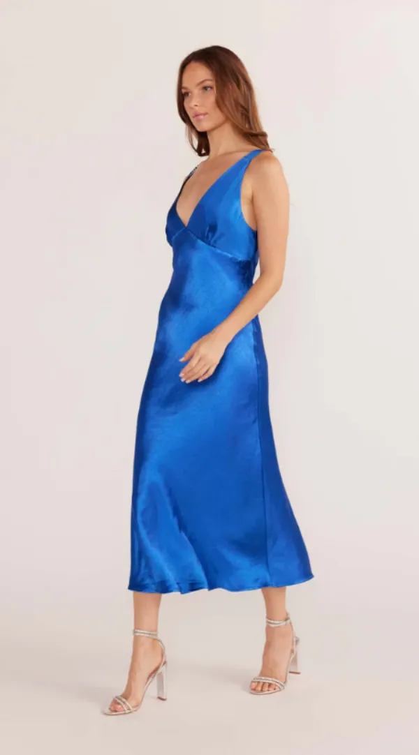 Aoki Bias Slip Dress Sapphire Blue