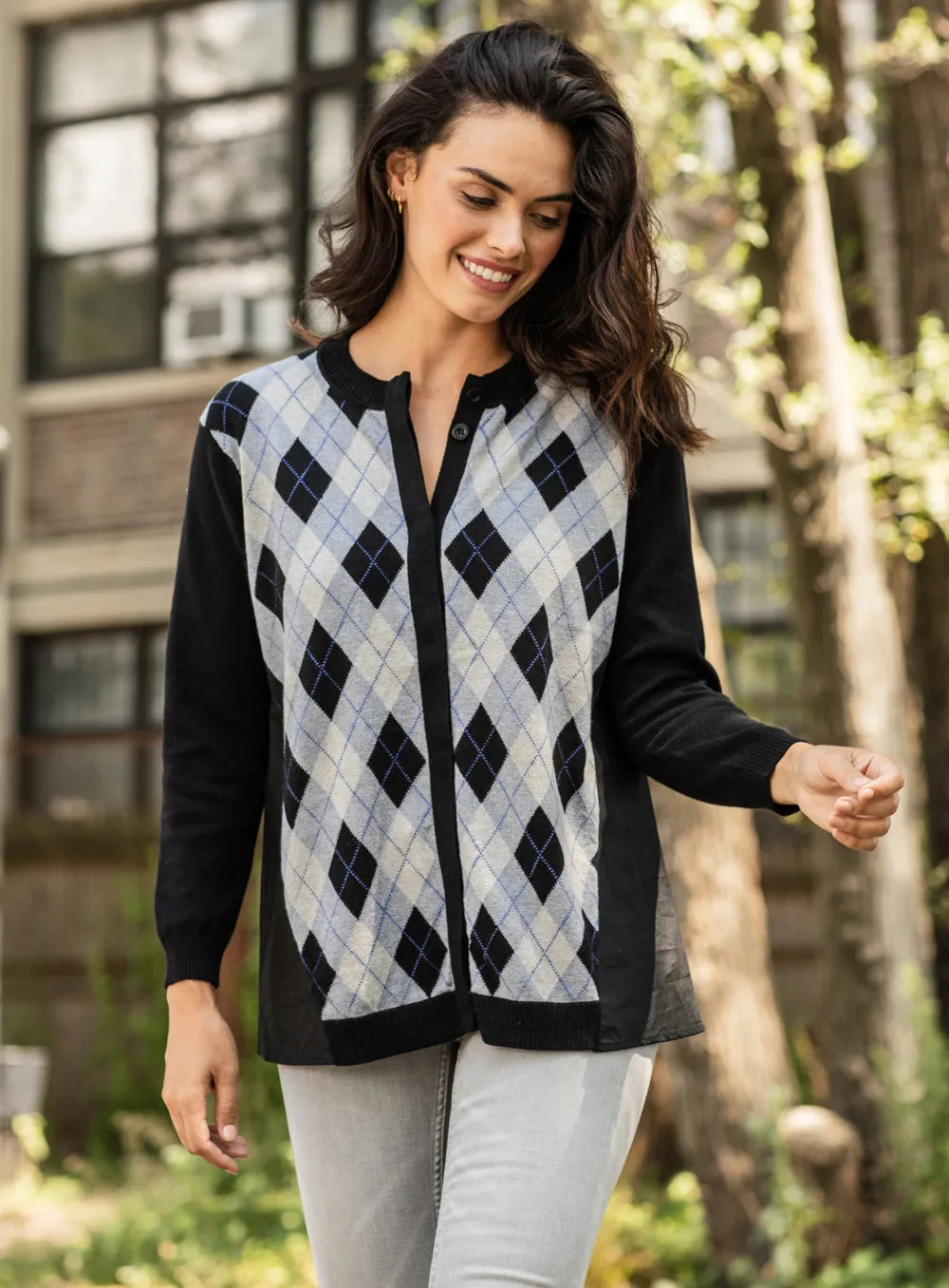 Argyle Combo Cardigan: FINAL SALE