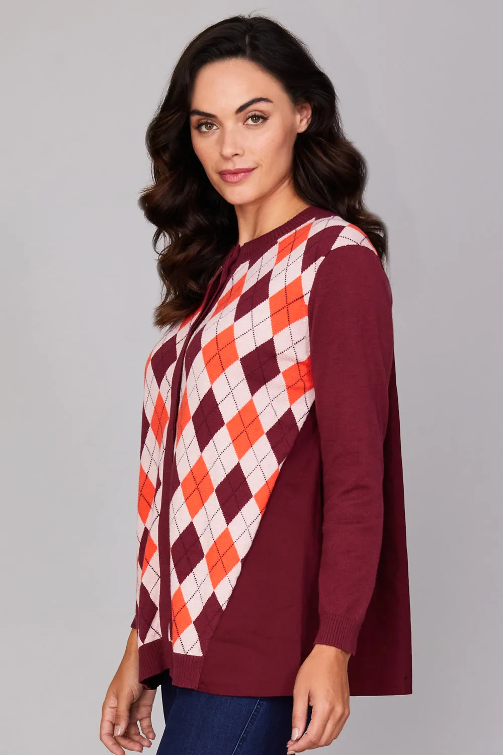 Argyle Combo Cardigan: FINAL SALE