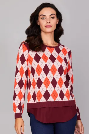 Argyle Easy Crew Neck- FINAL SALE