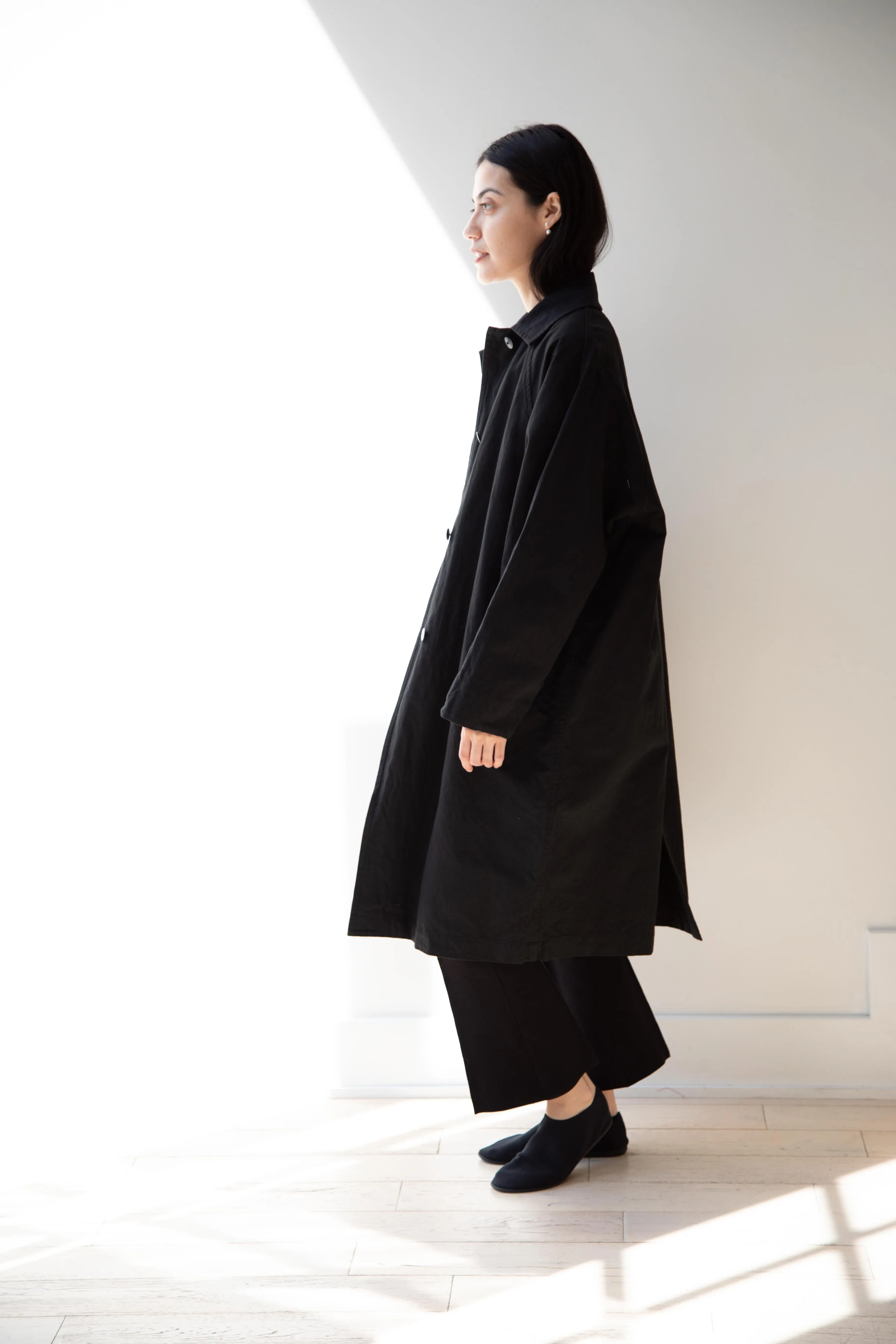 Arts & Science | Bal Collar Coat in Black Cotton Linen