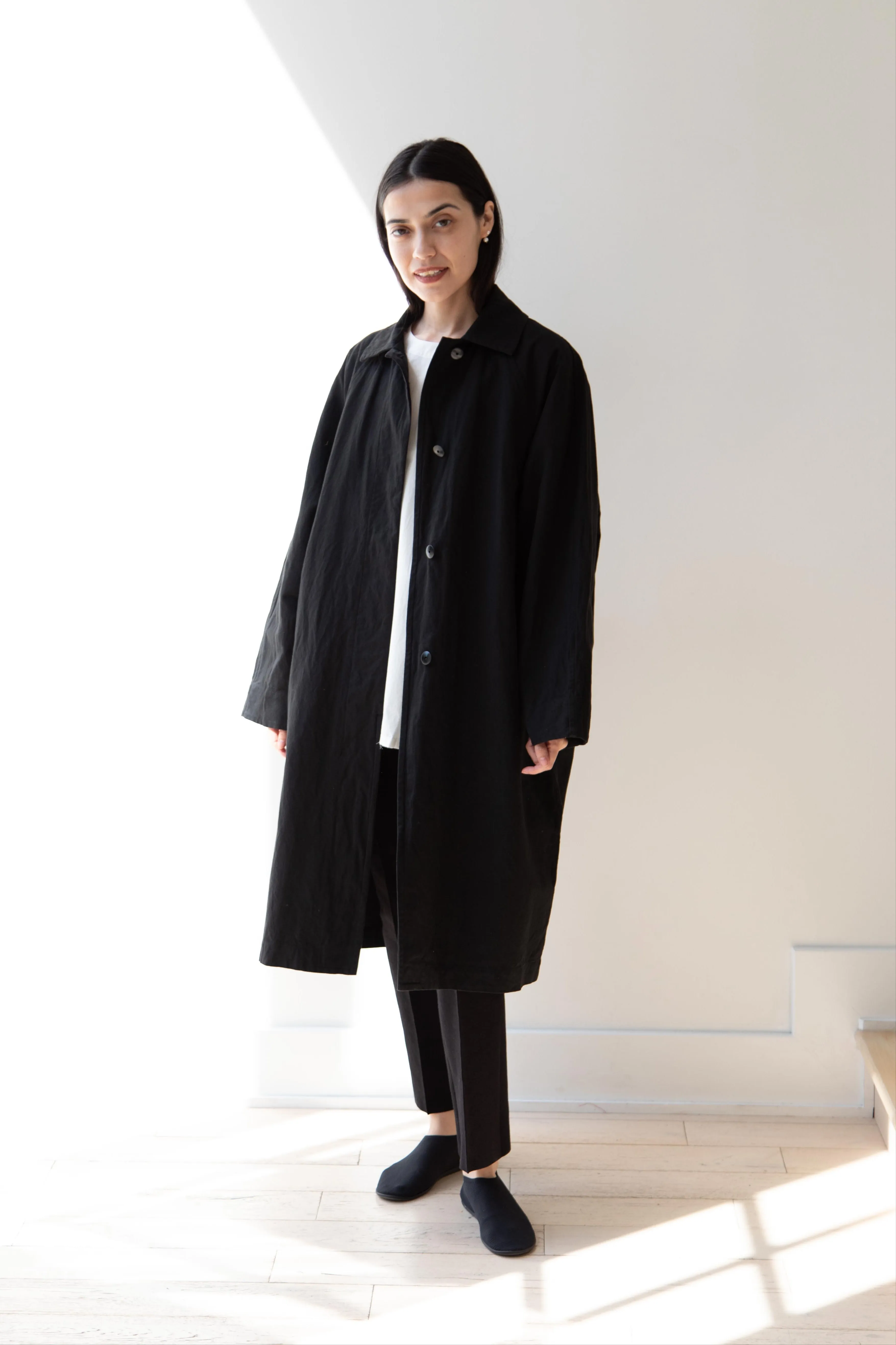 Arts & Science | Bal Collar Coat in Black Cotton Linen