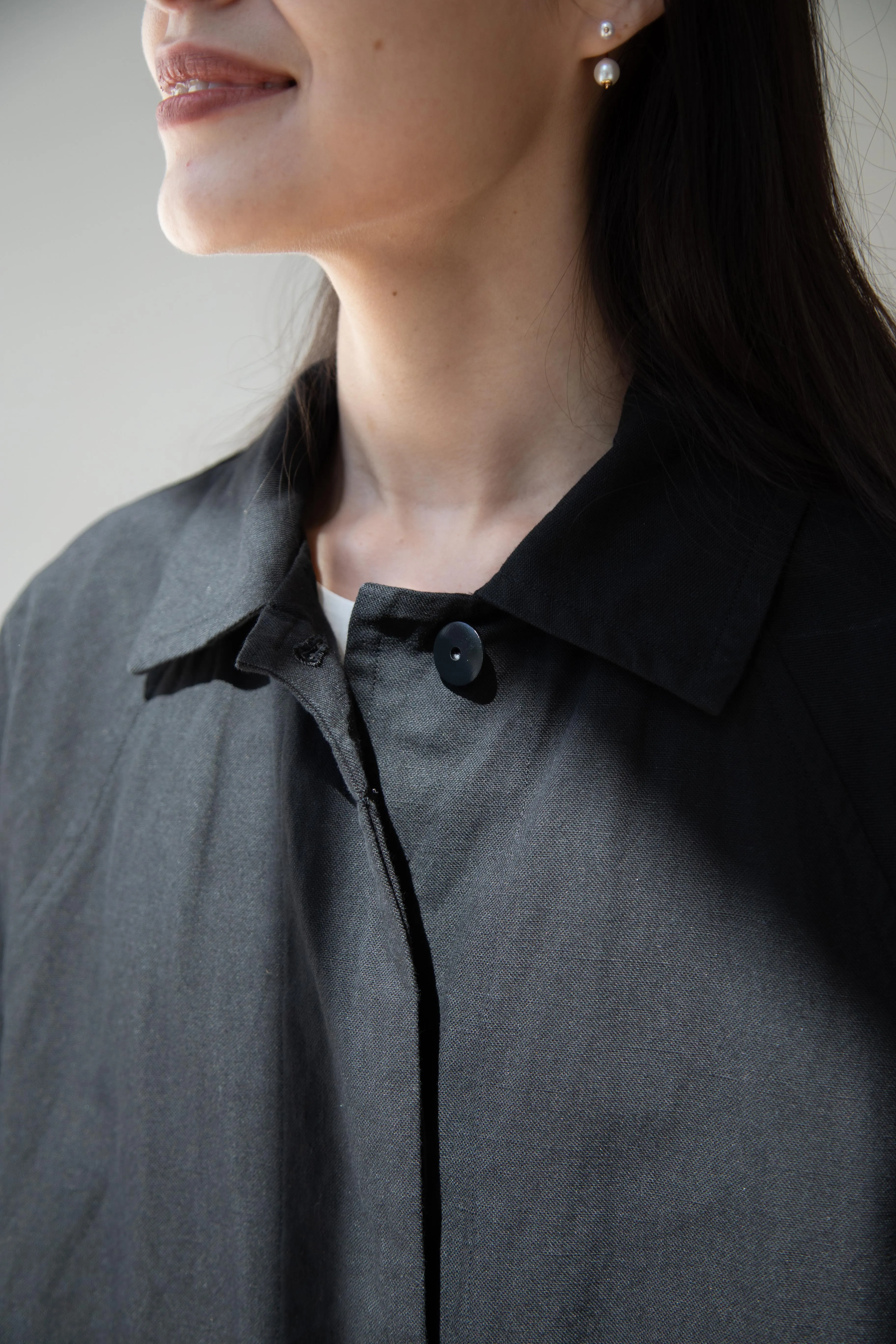 Arts & Science | Bal Collar Coat in Black Cotton Linen