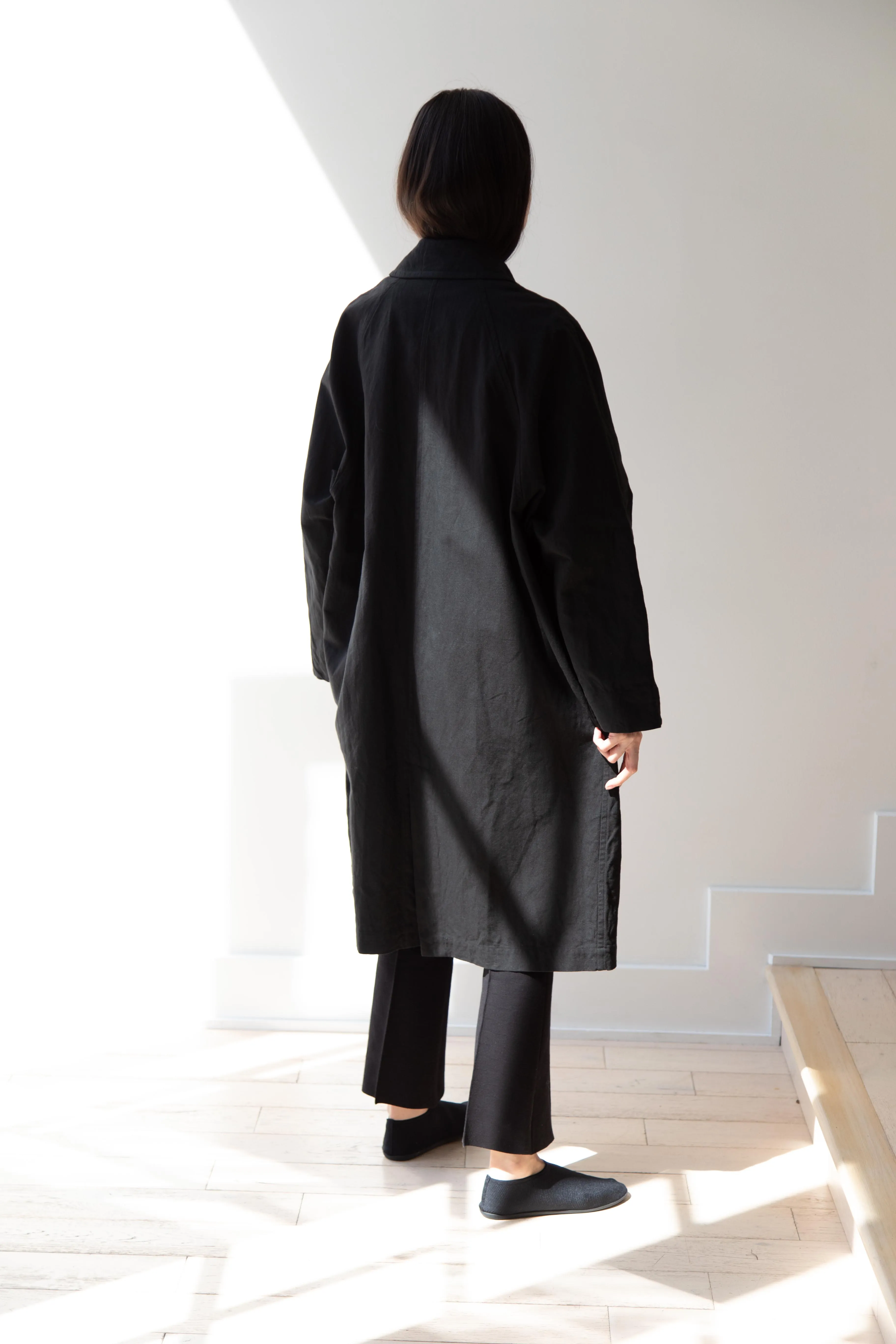 Arts & Science | Bal Collar Coat in Black Cotton Linen