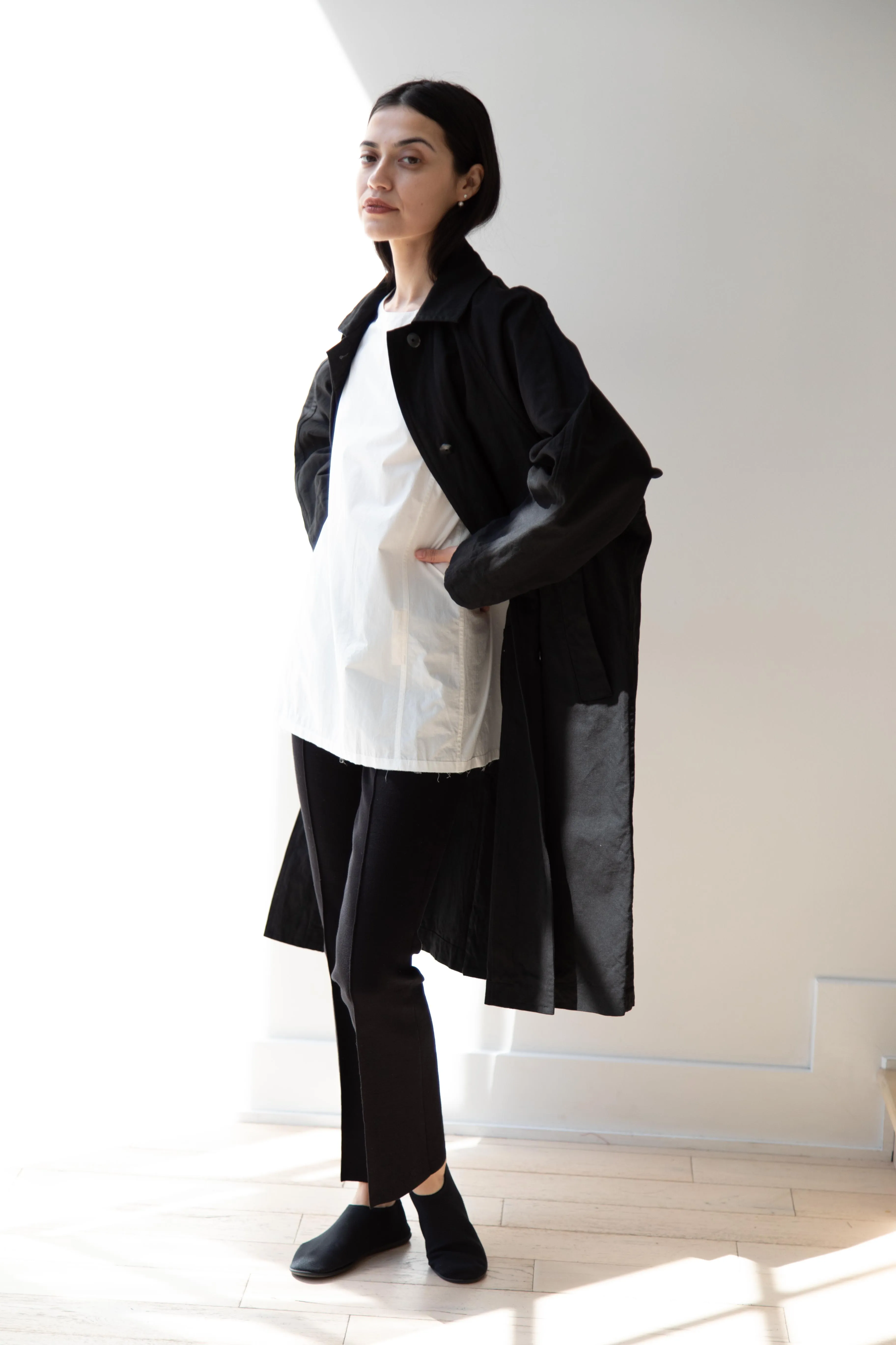 Arts & Science | Bal Collar Coat in Black Cotton Linen