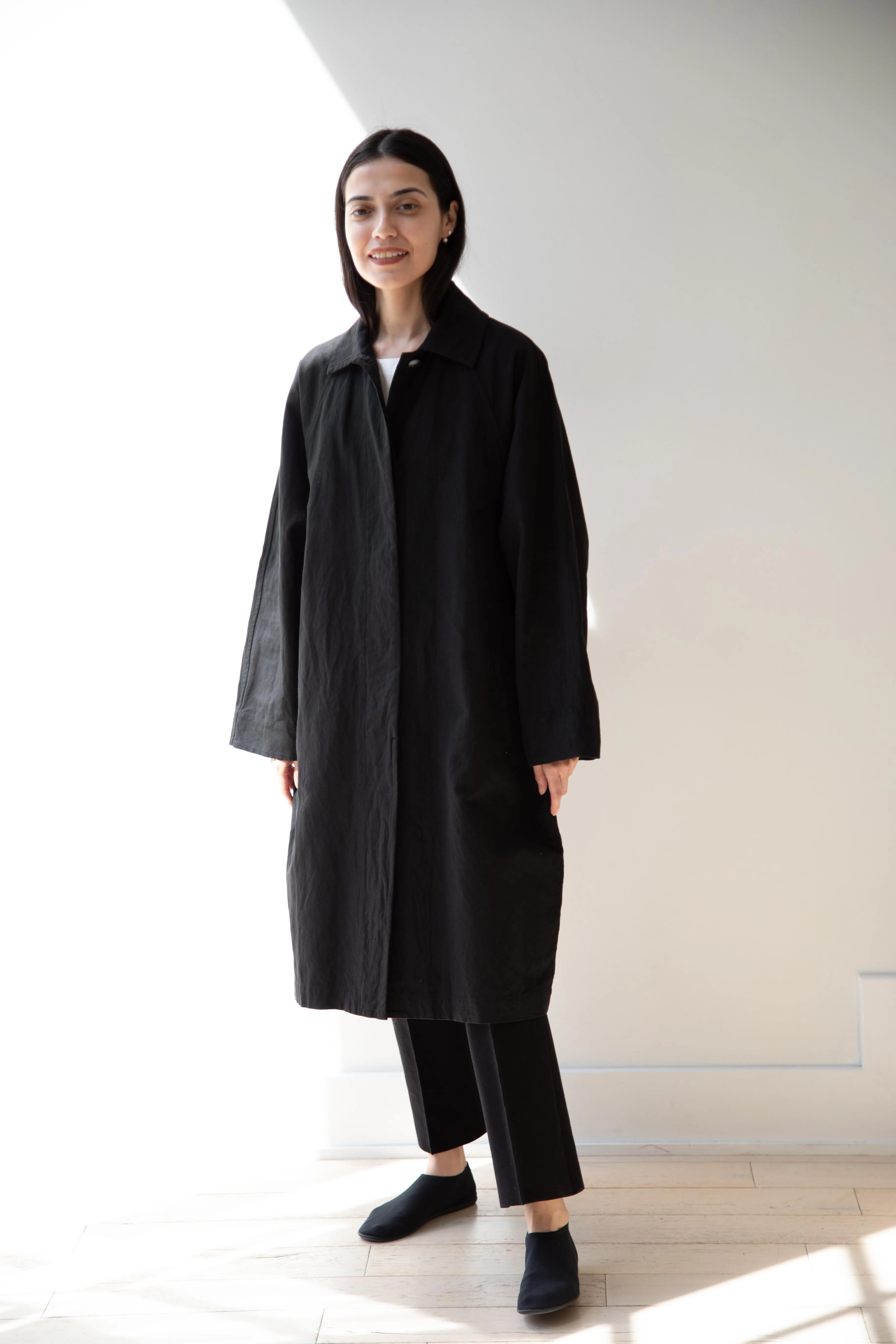 Arts & Science | Bal Collar Coat in Black Cotton Linen