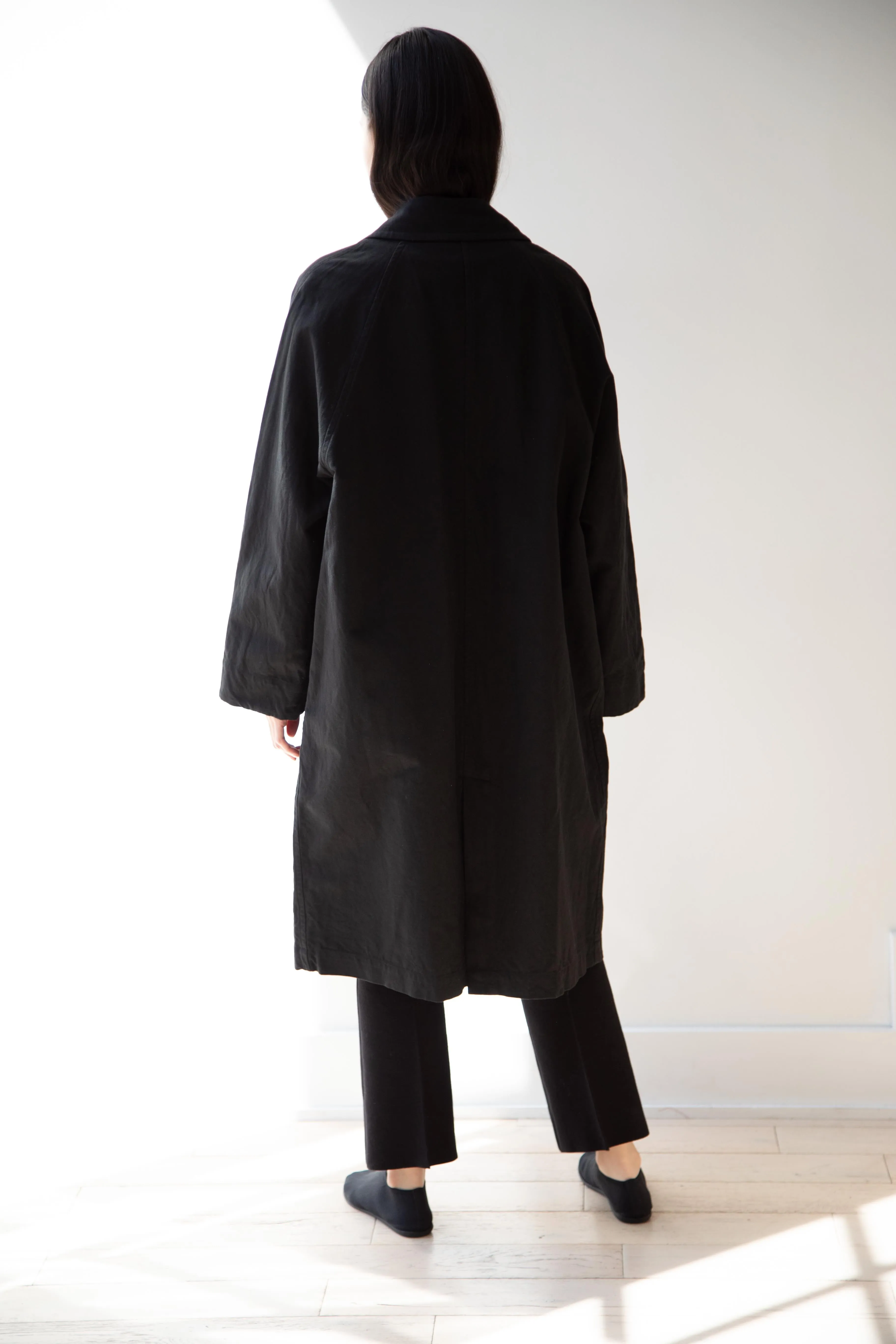 Arts & Science | Bal Collar Coat in Black Cotton Linen