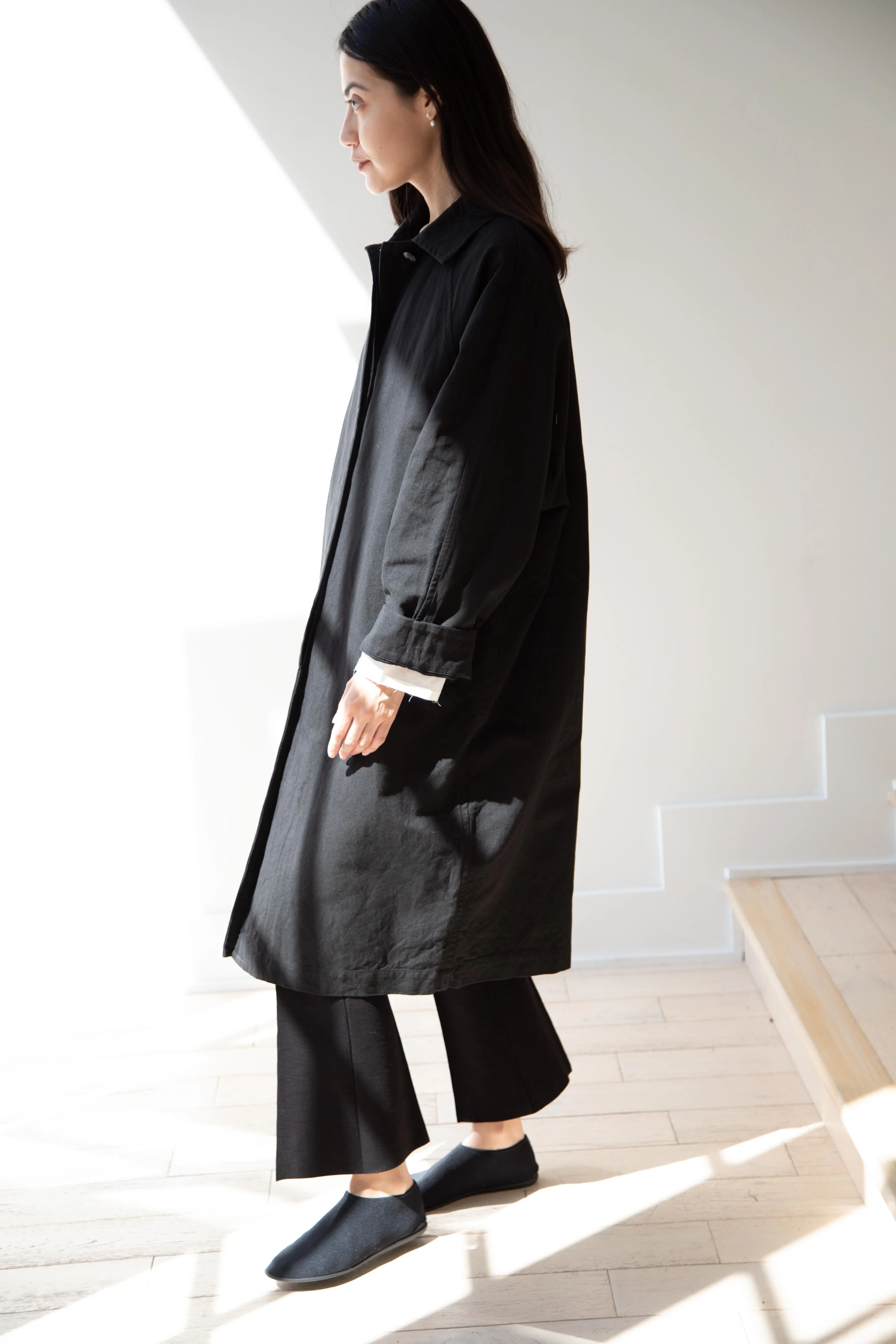 Arts & Science | Bal Collar Coat in Black Cotton Linen