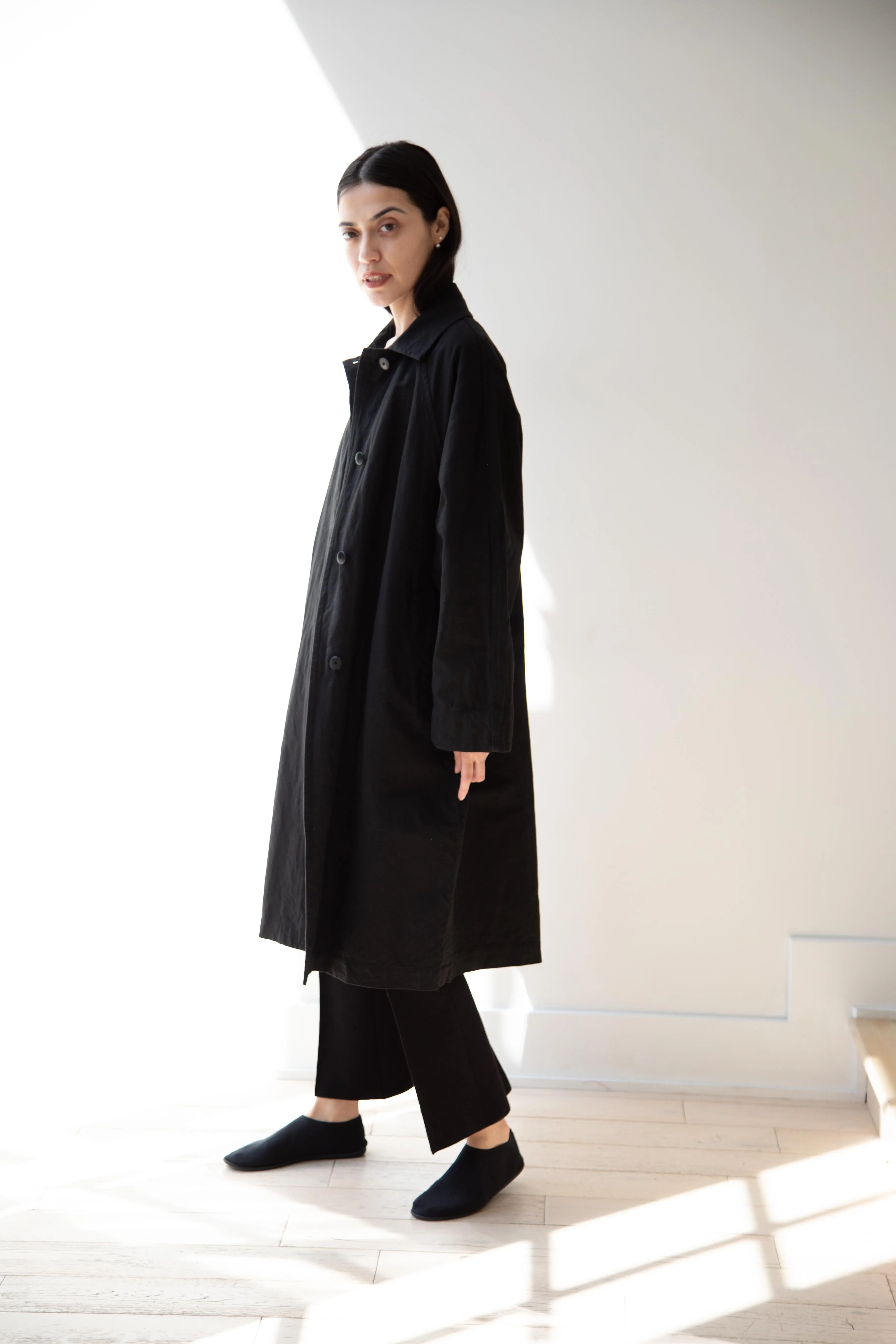 Arts & Science | Bal Collar Coat in Black Cotton Linen