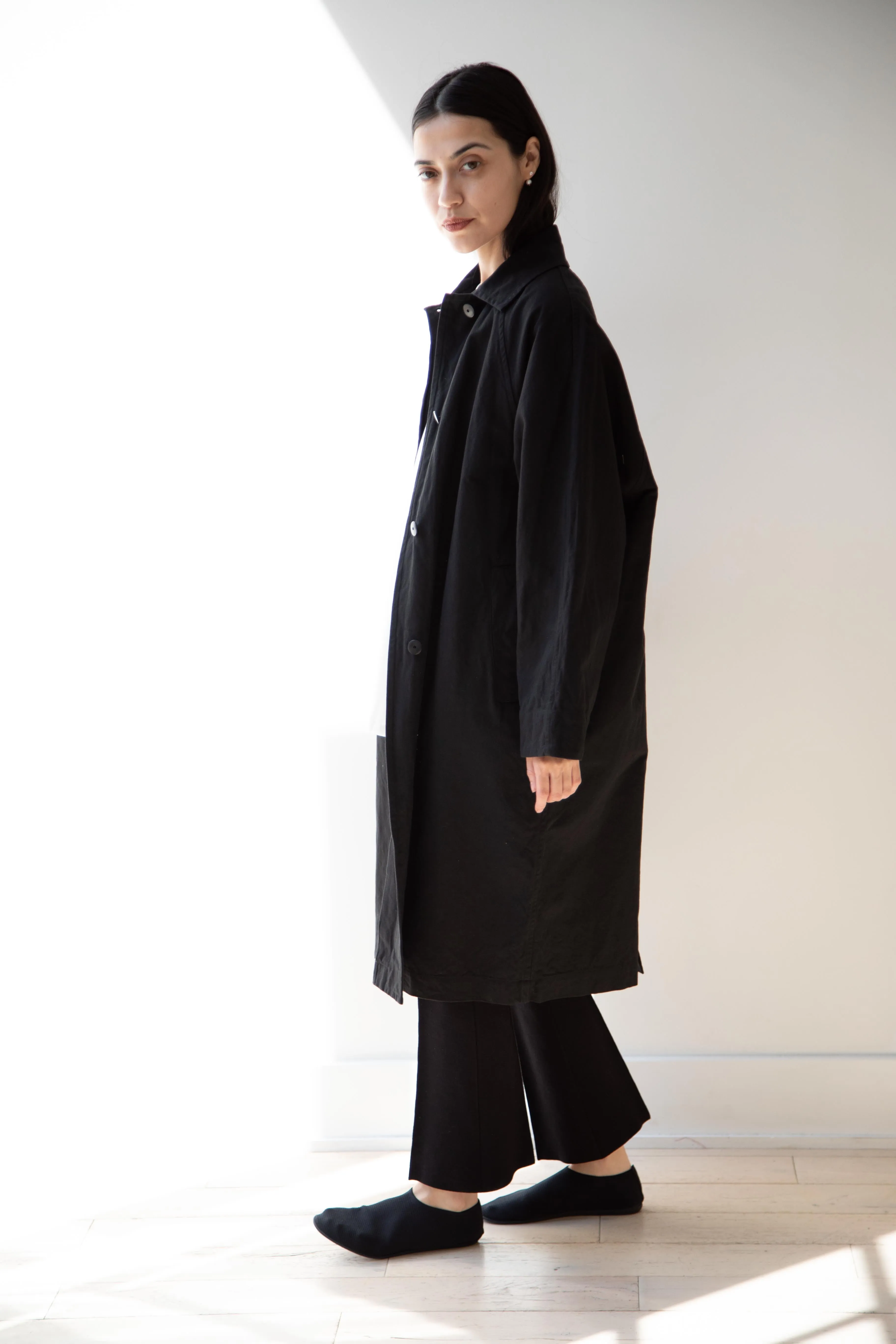 Arts & Science | Bal Collar Coat in Black Cotton Linen