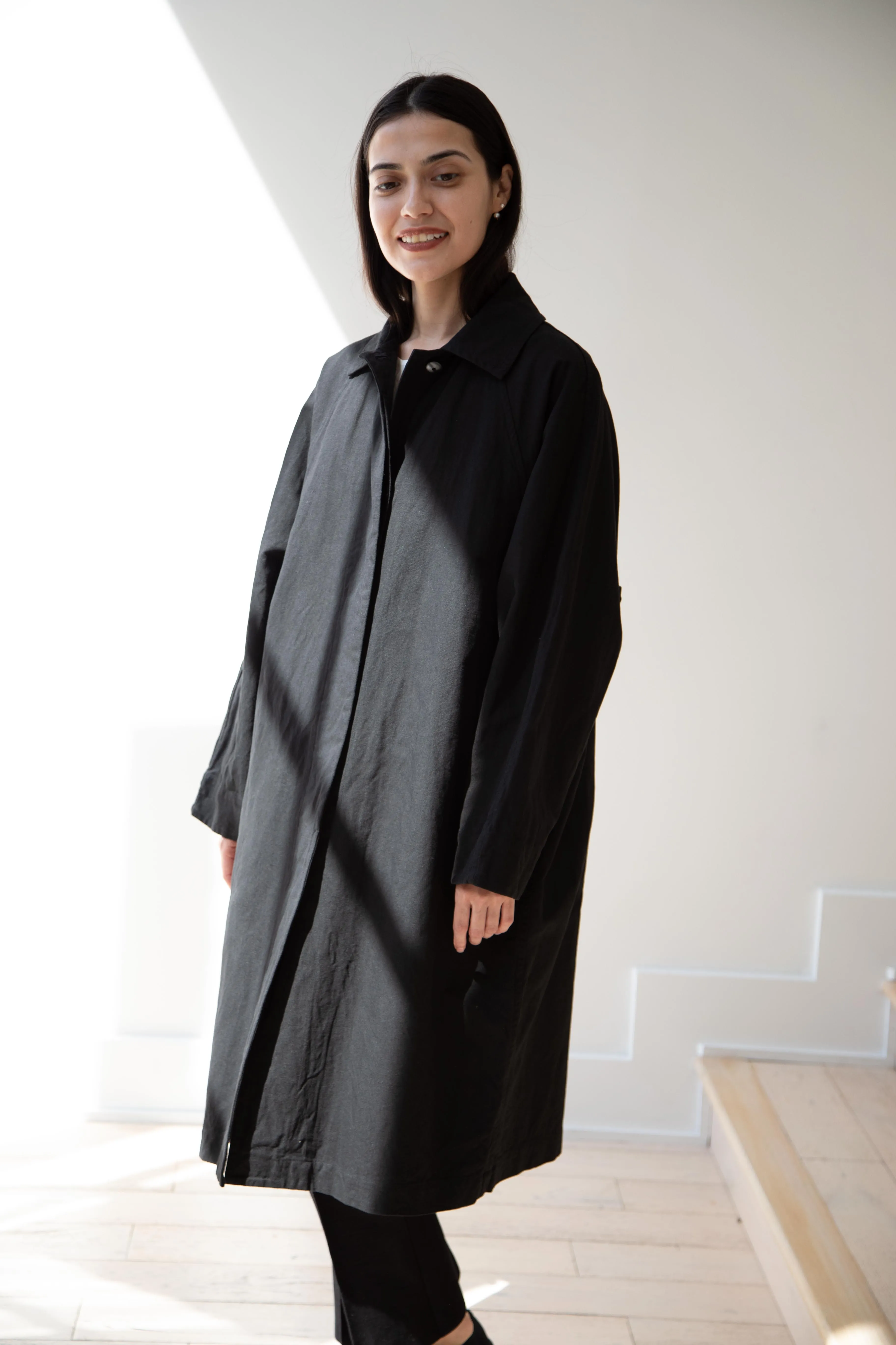 Arts & Science | Bal Collar Coat in Black Cotton Linen
