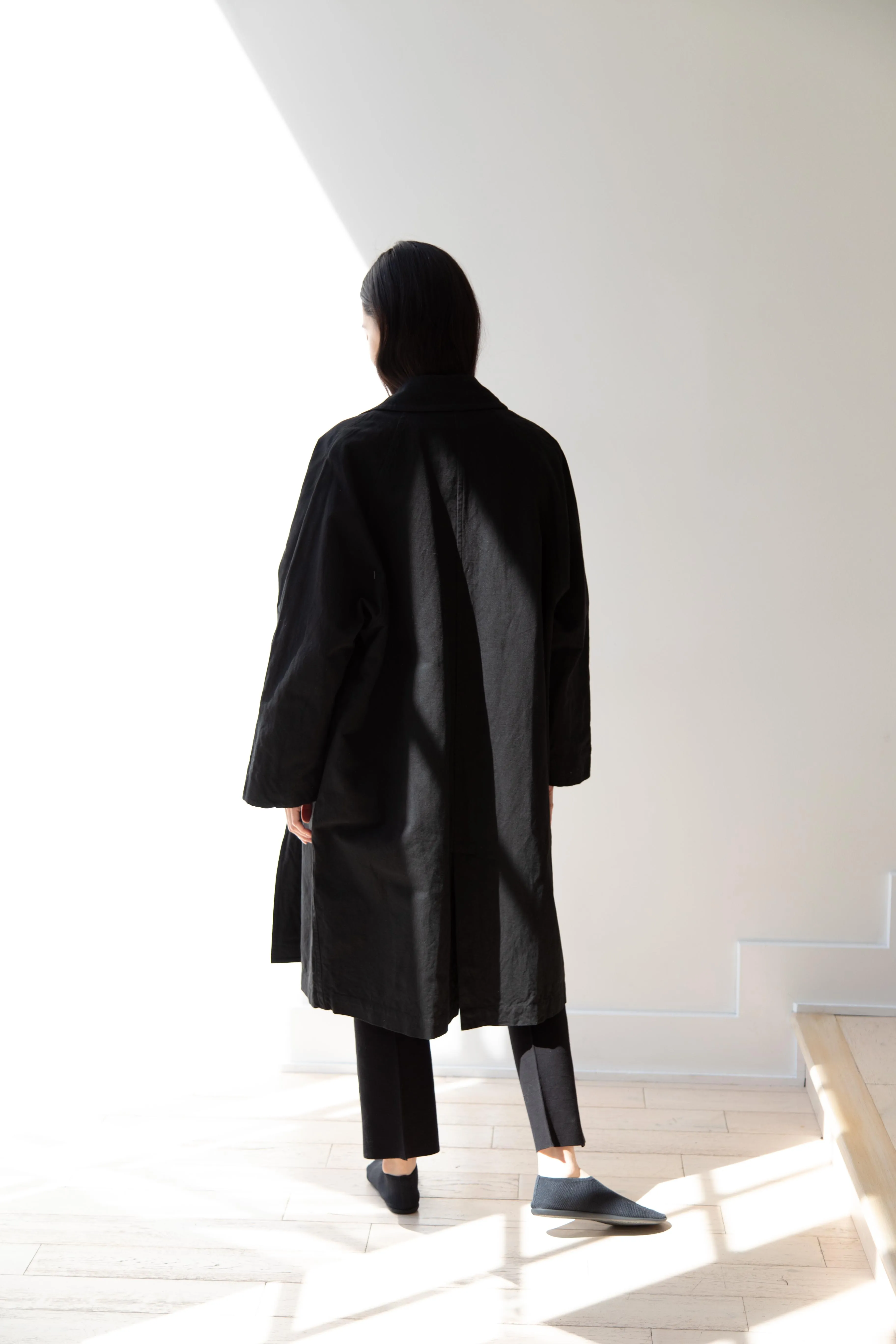 Arts & Science | Bal Collar Coat in Black Cotton Linen