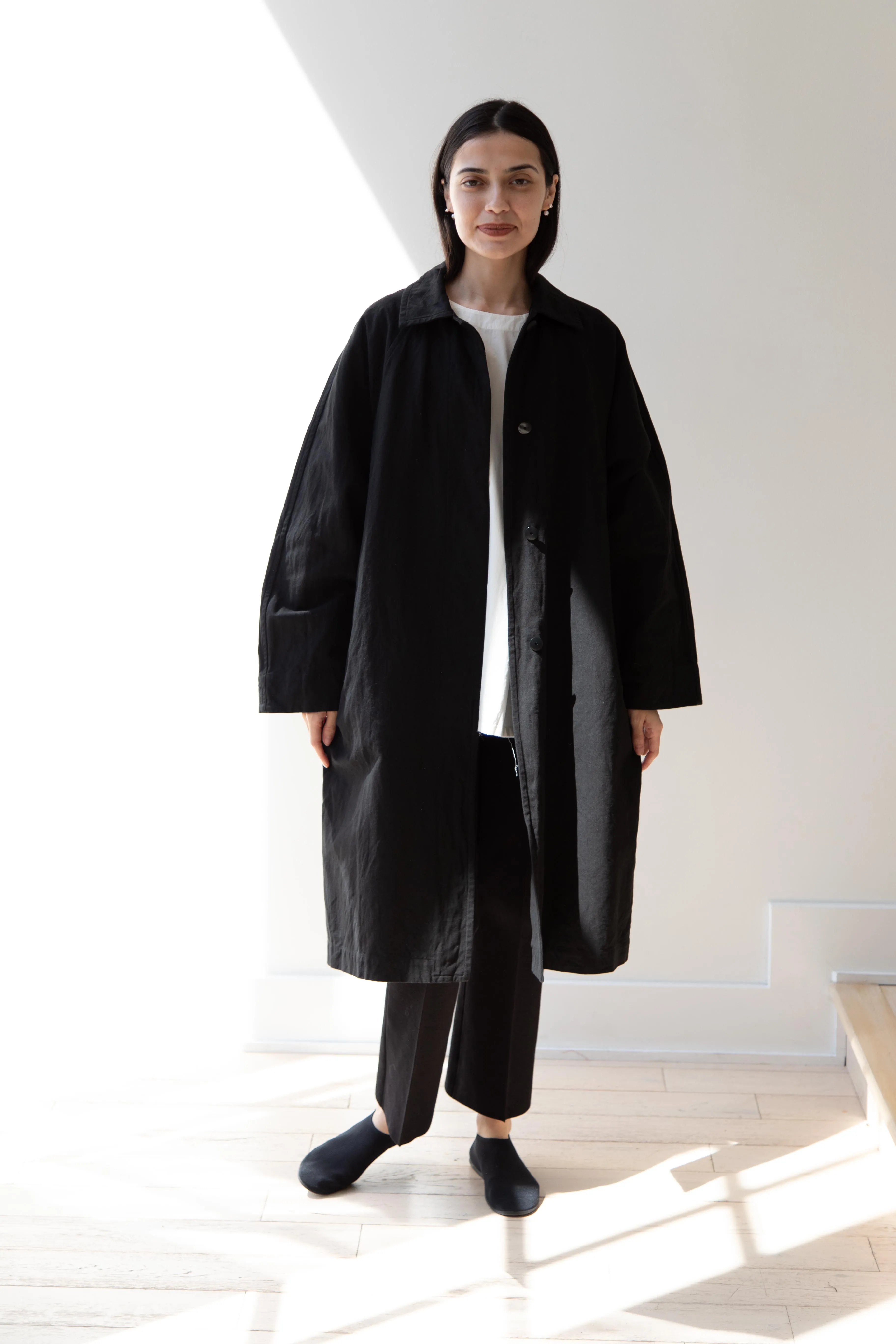 Arts & Science | Bal Collar Coat in Black Cotton Linen