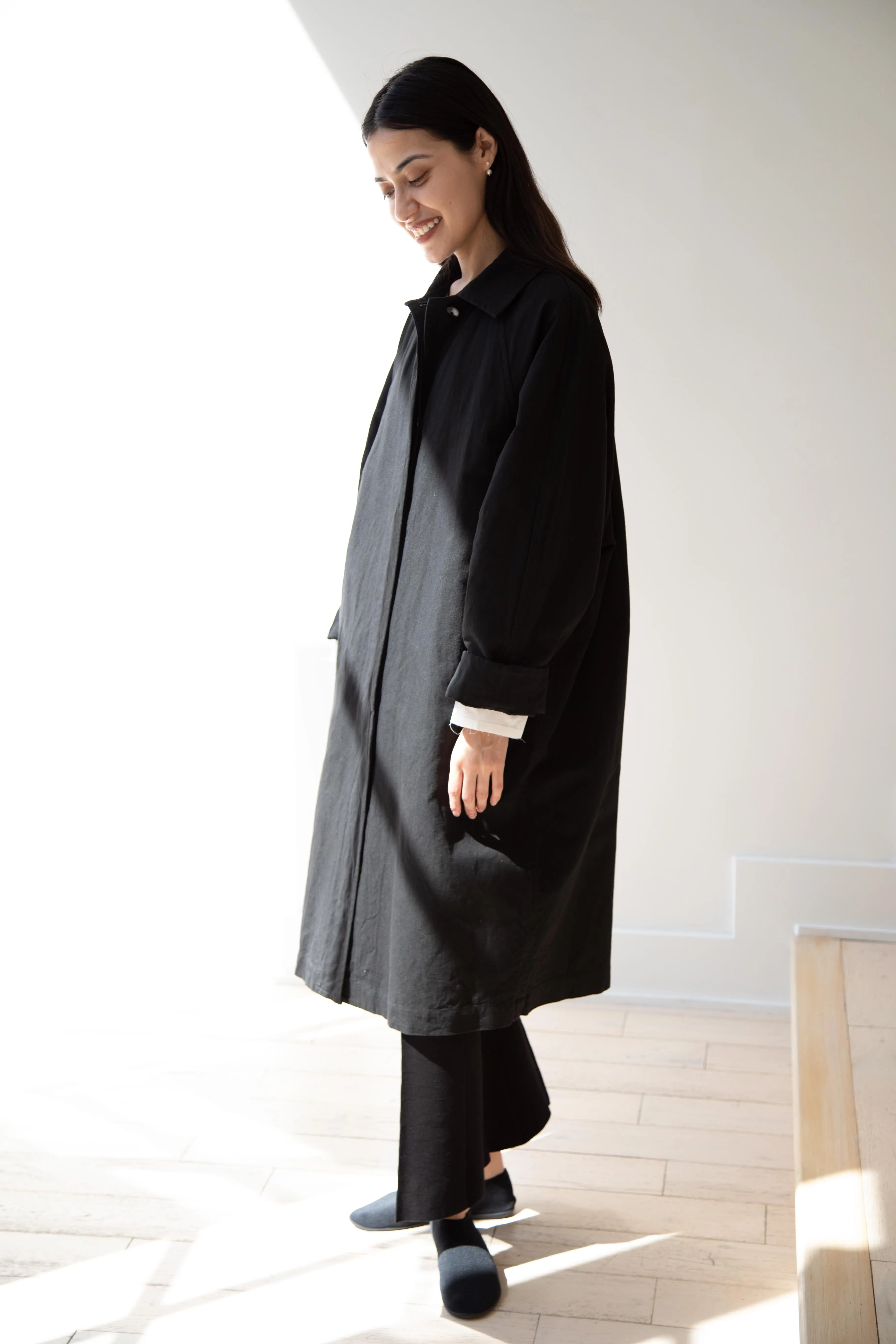 Arts & Science | Bal Collar Coat in Black Cotton Linen