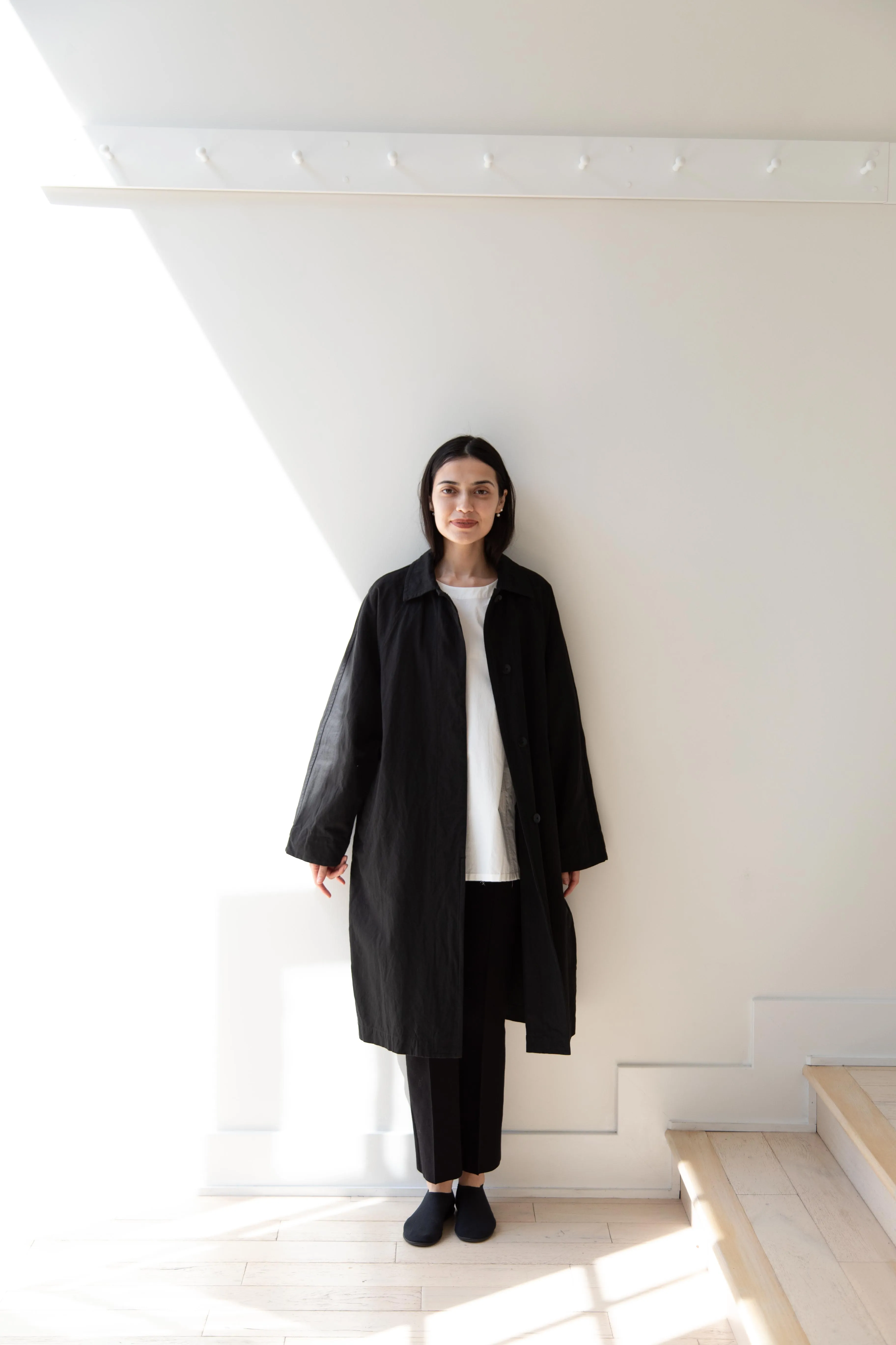 Arts & Science | Bal Collar Coat in Black Cotton Linen