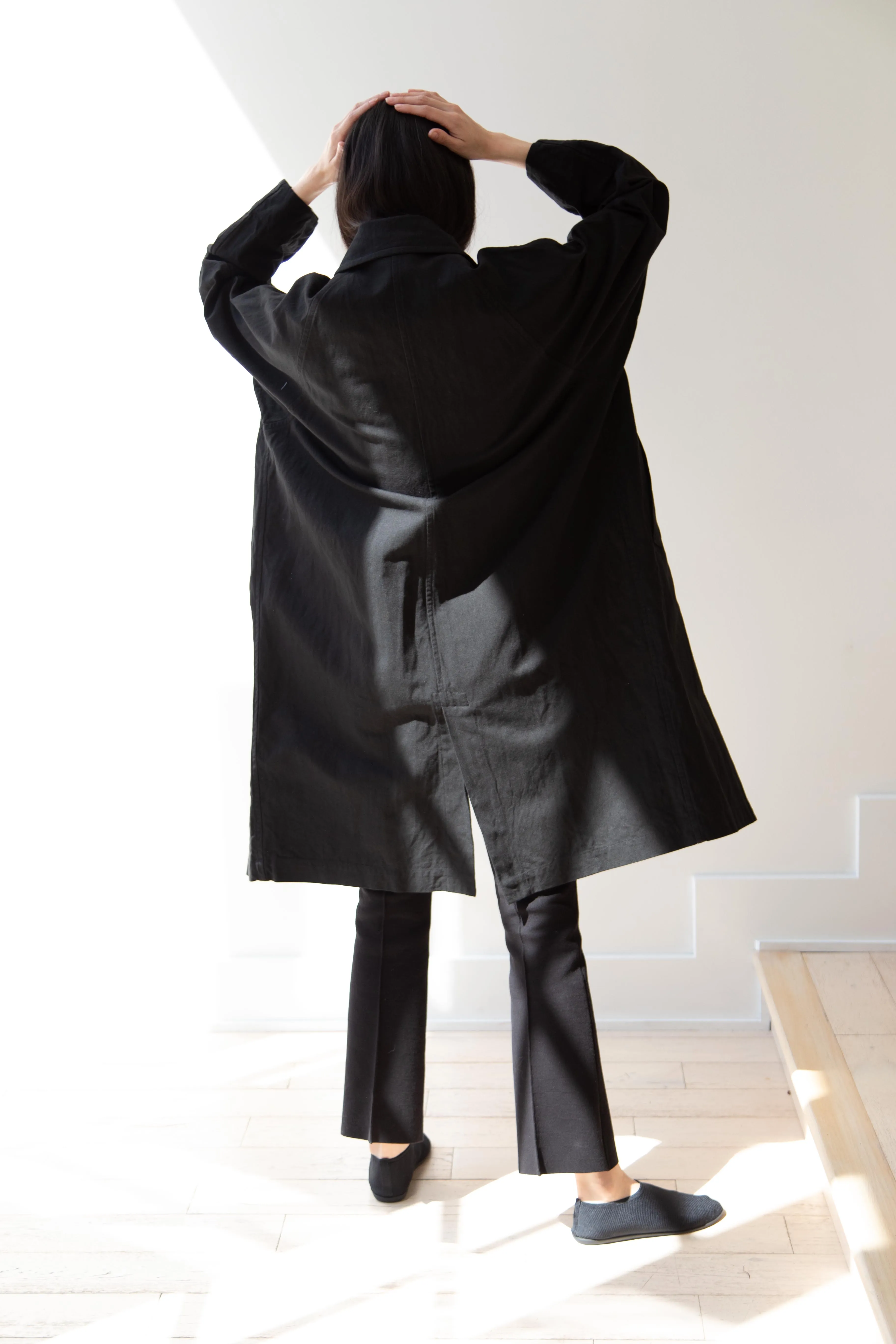 Arts & Science | Bal Collar Coat in Black Cotton Linen