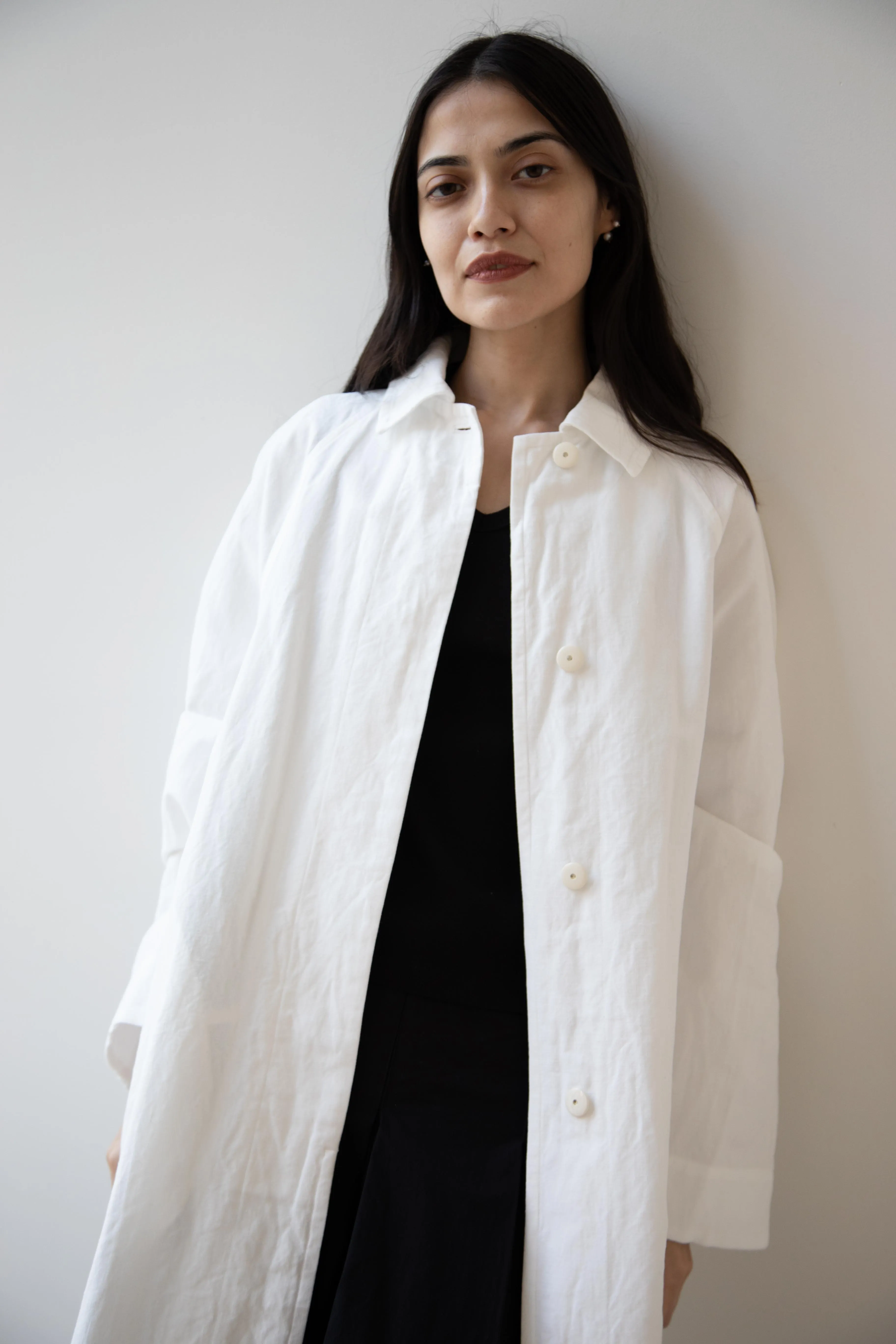 Arts & Science | Bal Collar Coat in Off White Cotton Linen