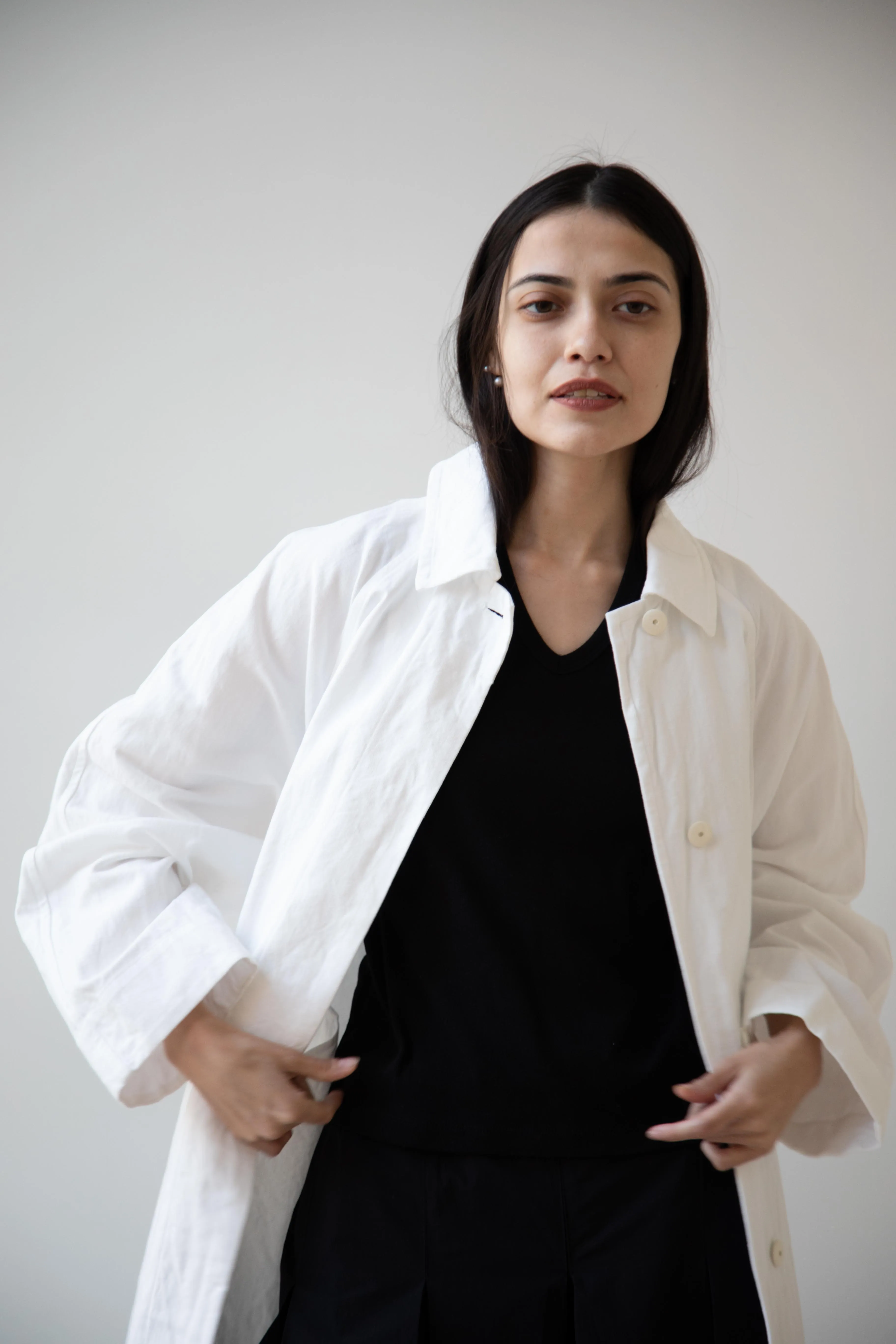Arts & Science | Bal Collar Coat in Off White Cotton Linen