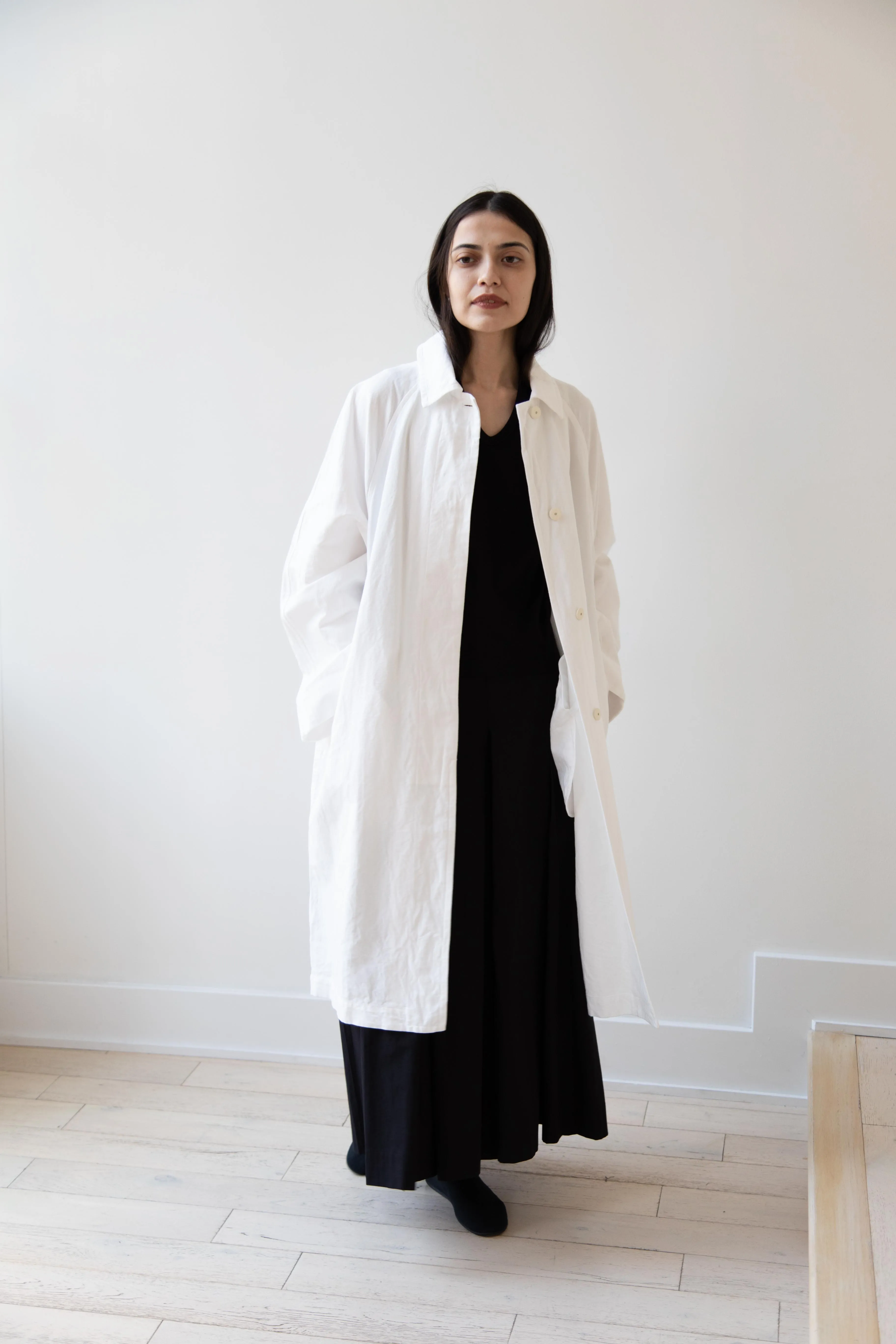 Arts & Science | Bal Collar Coat in Off White Cotton Linen