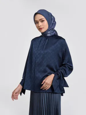 ARUNA GATHERED NECK TOP NAVY
