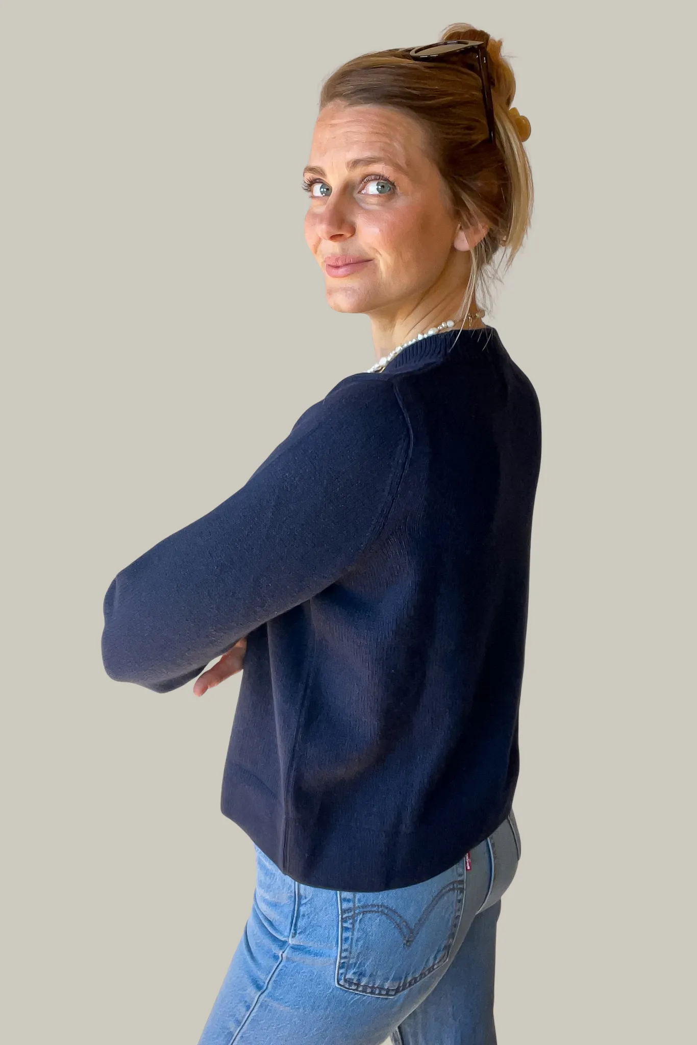 ATIN SWEATER NAVY (COTTON / CASHMERE)