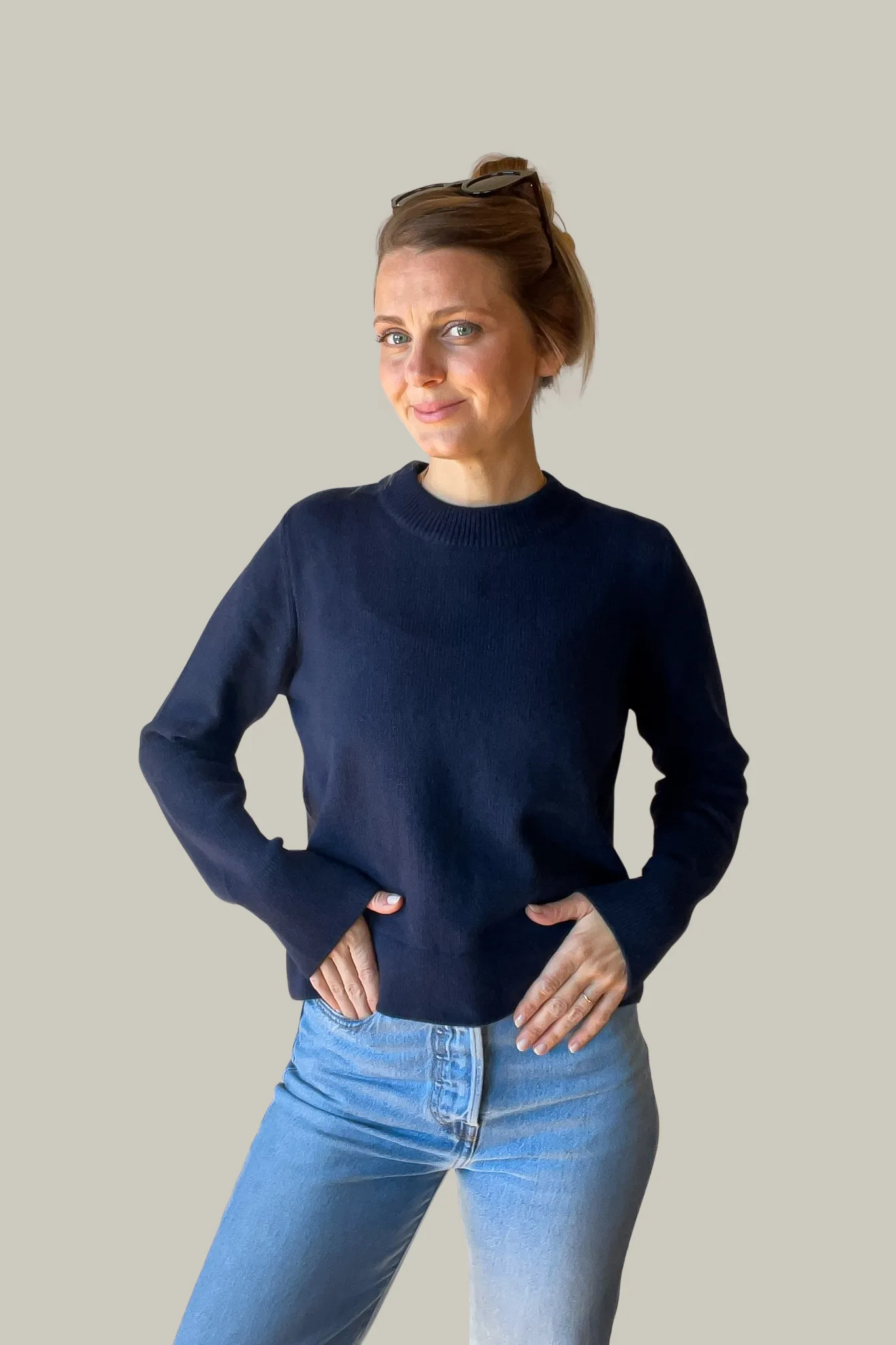 ATIN SWEATER NAVY (COTTON / CASHMERE)