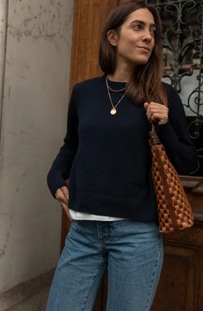 ATIN SWEATER NAVY (COTTON / CASHMERE)