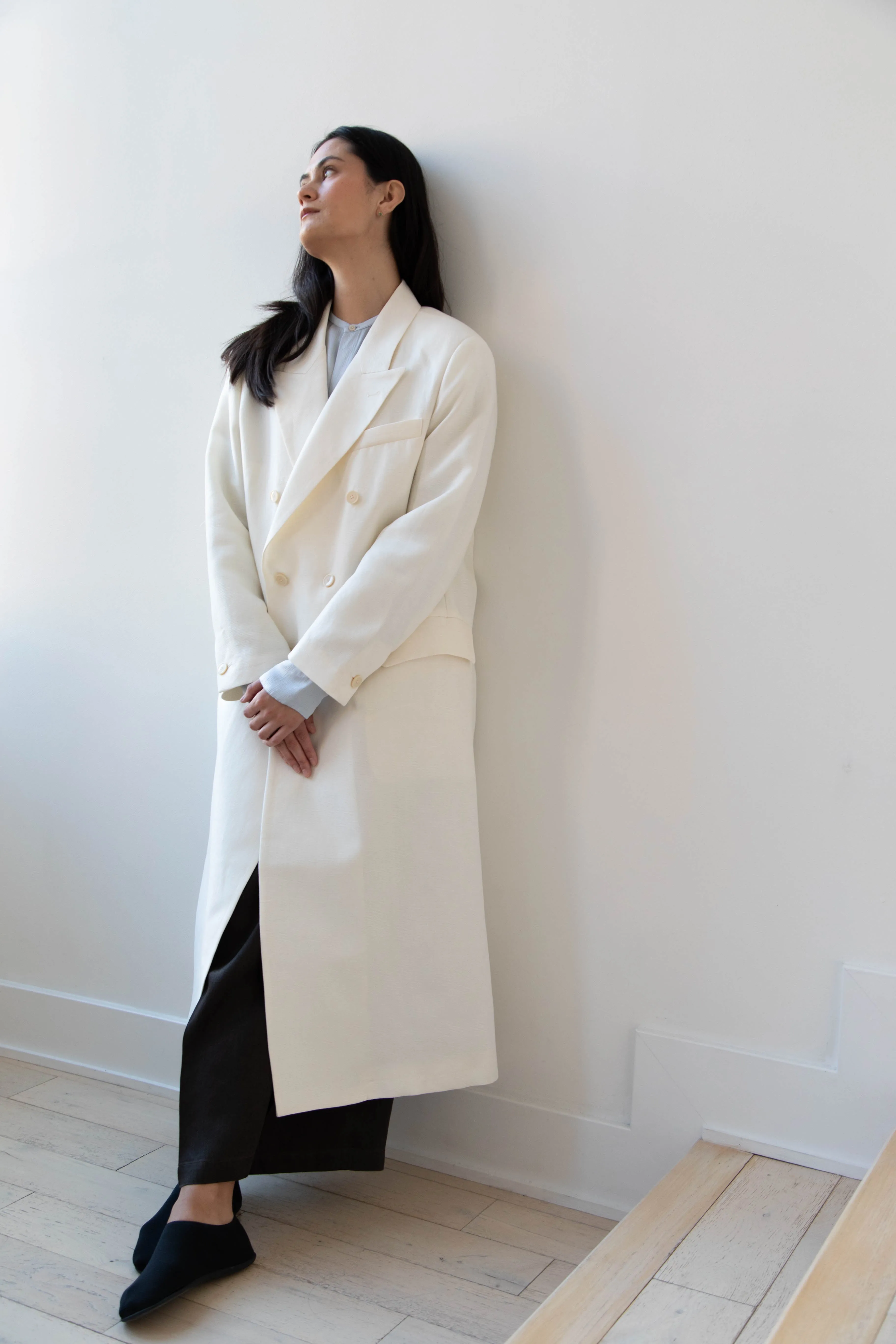 Barena Venezia | Cianni Canne Double Breasted Coat in Ivory