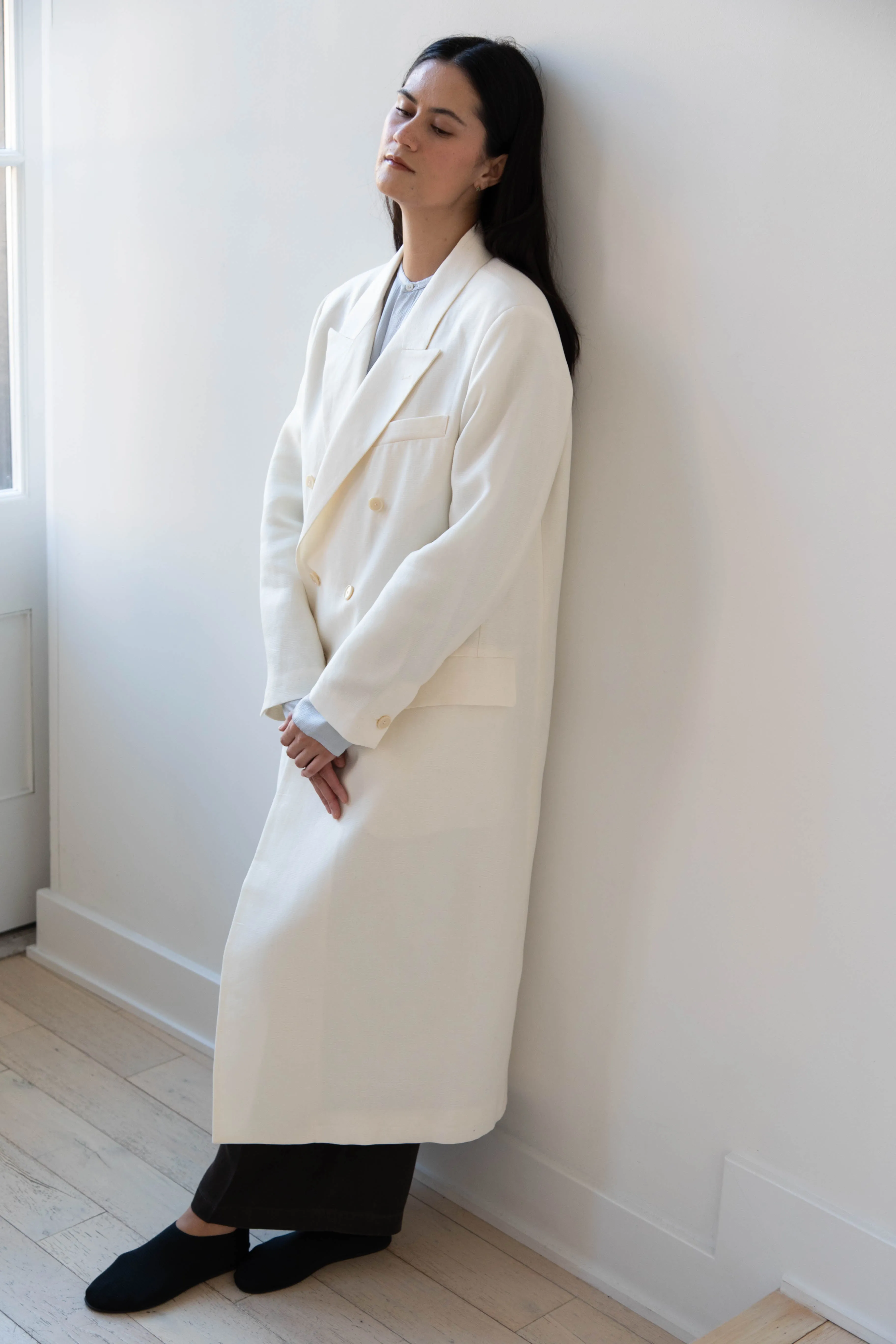 Barena Venezia | Cianni Canne Double Breasted Coat in Ivory