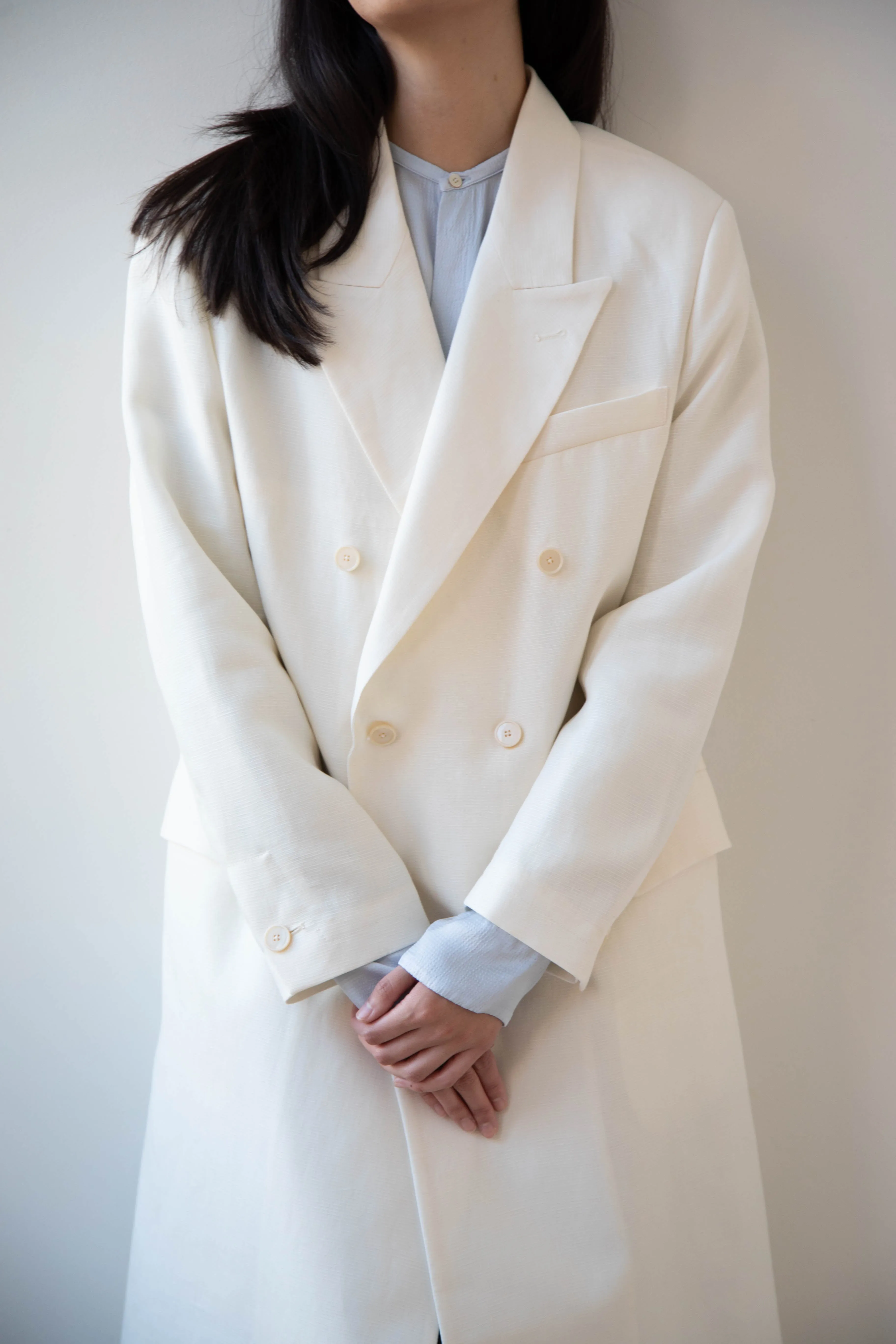 Barena Venezia | Cianni Canne Double Breasted Coat in Ivory