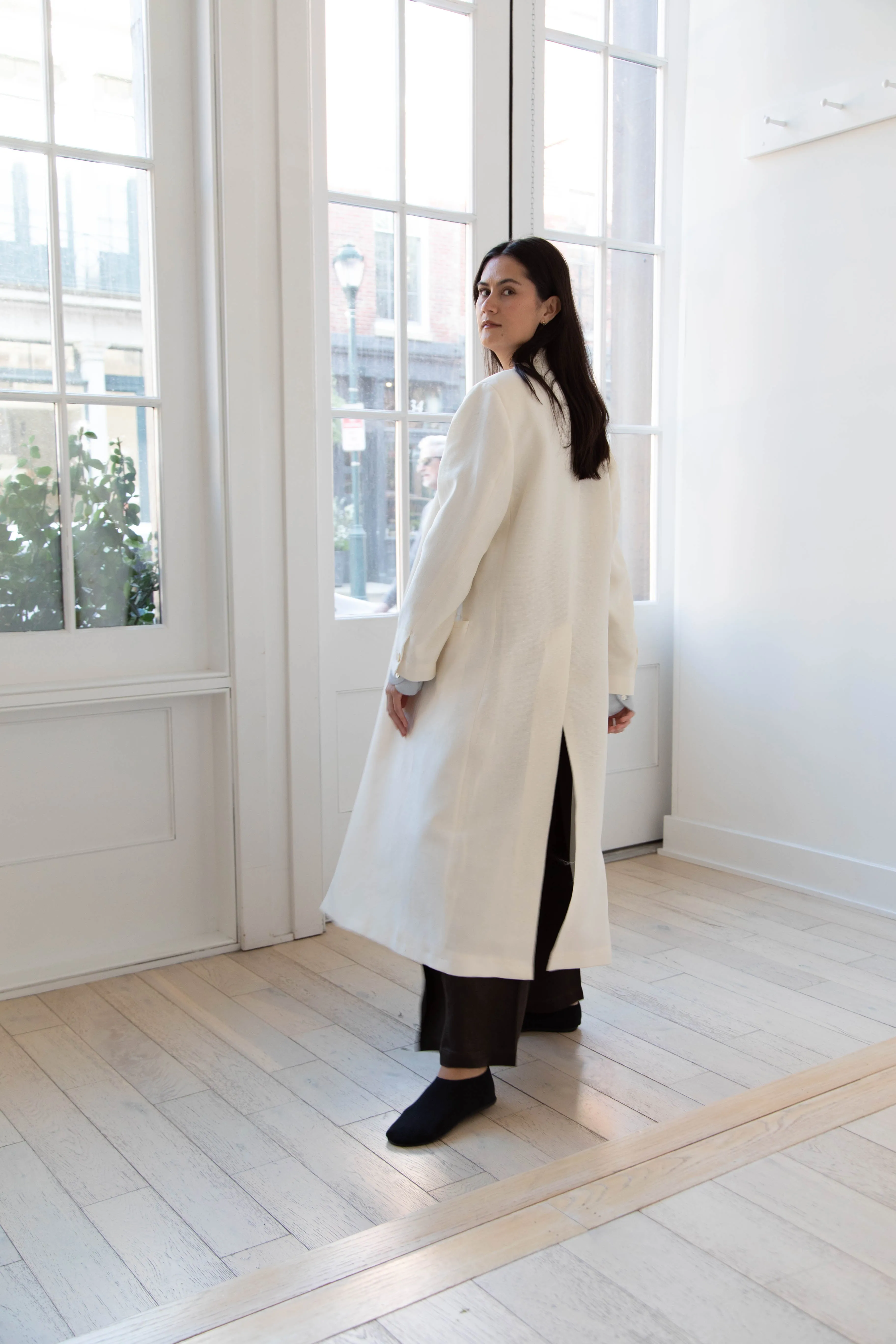 Barena Venezia | Cianni Canne Double Breasted Coat in Ivory