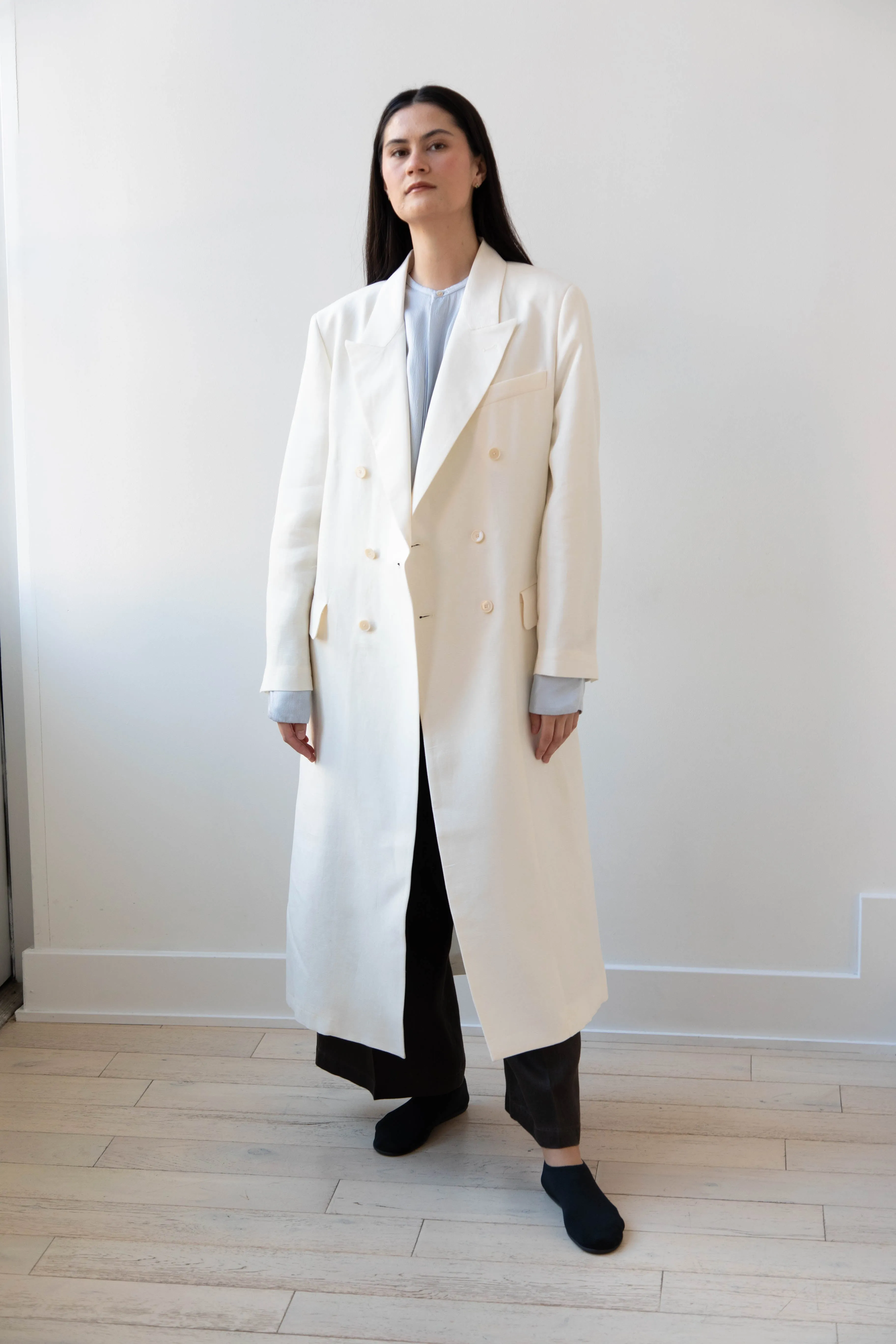 Barena Venezia | Cianni Canne Double Breasted Coat in Ivory