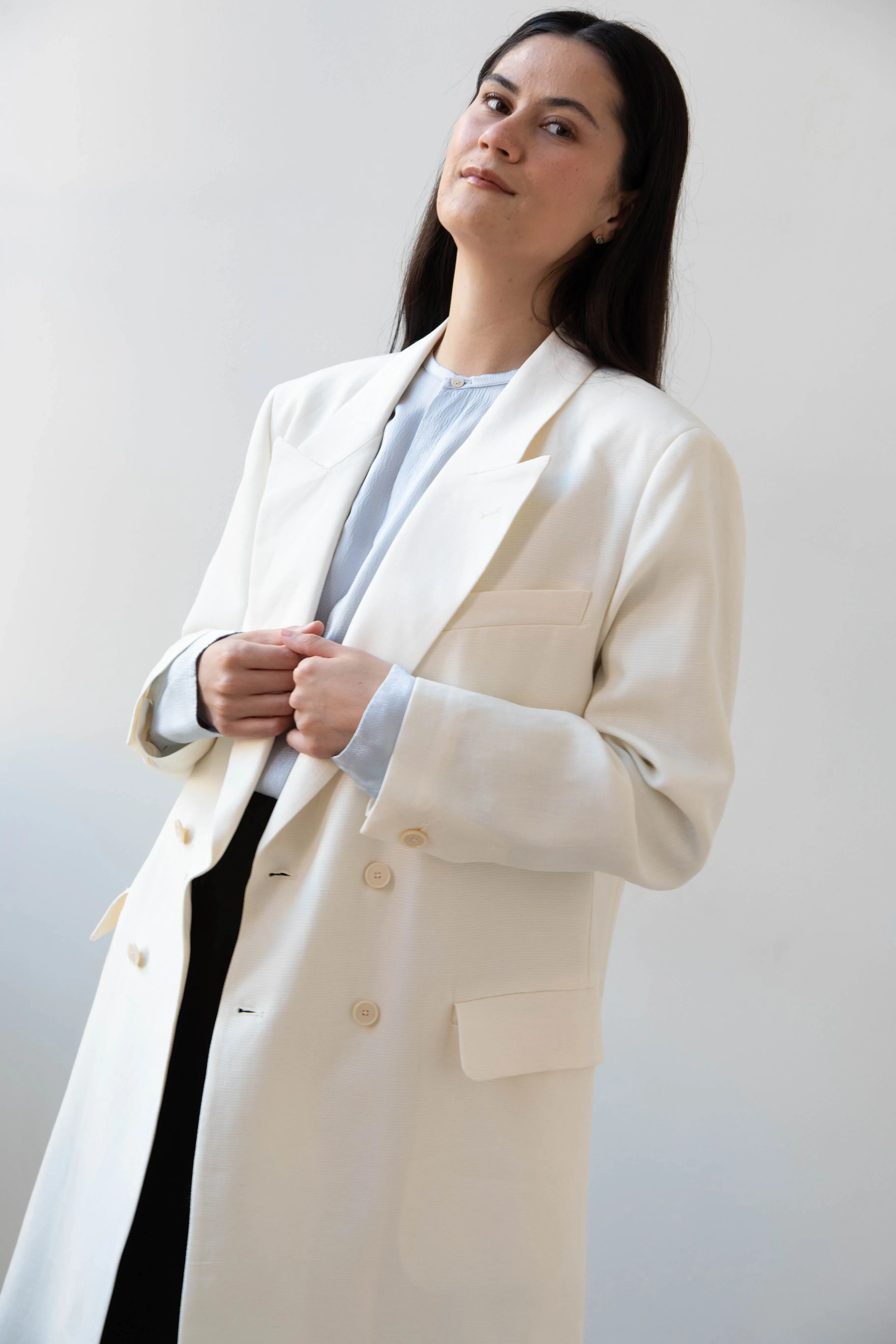 Barena Venezia | Cianni Canne Double Breasted Coat in Ivory