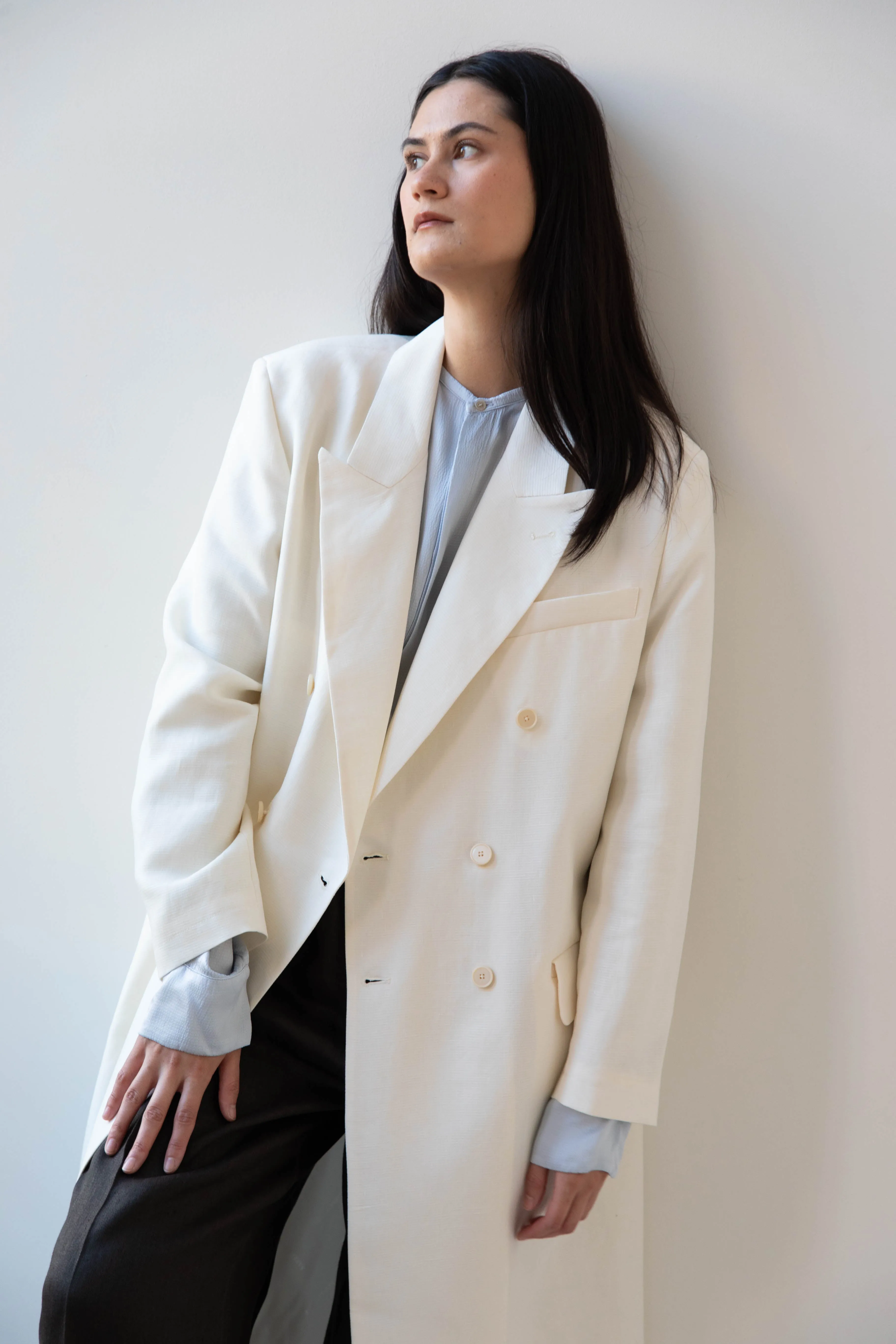 Barena Venezia | Cianni Canne Double Breasted Coat in Ivory