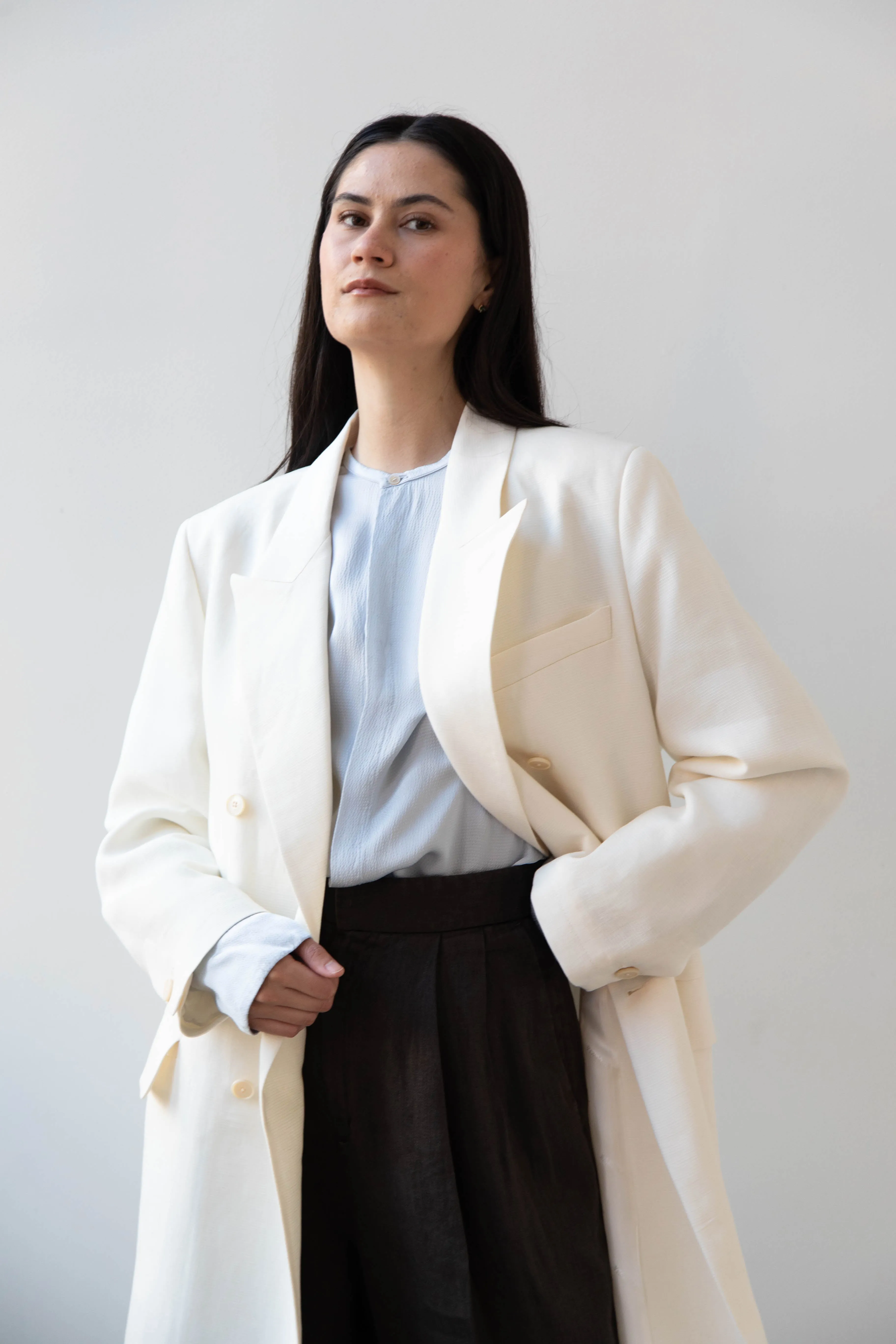 Barena Venezia | Cianni Canne Double Breasted Coat in Ivory