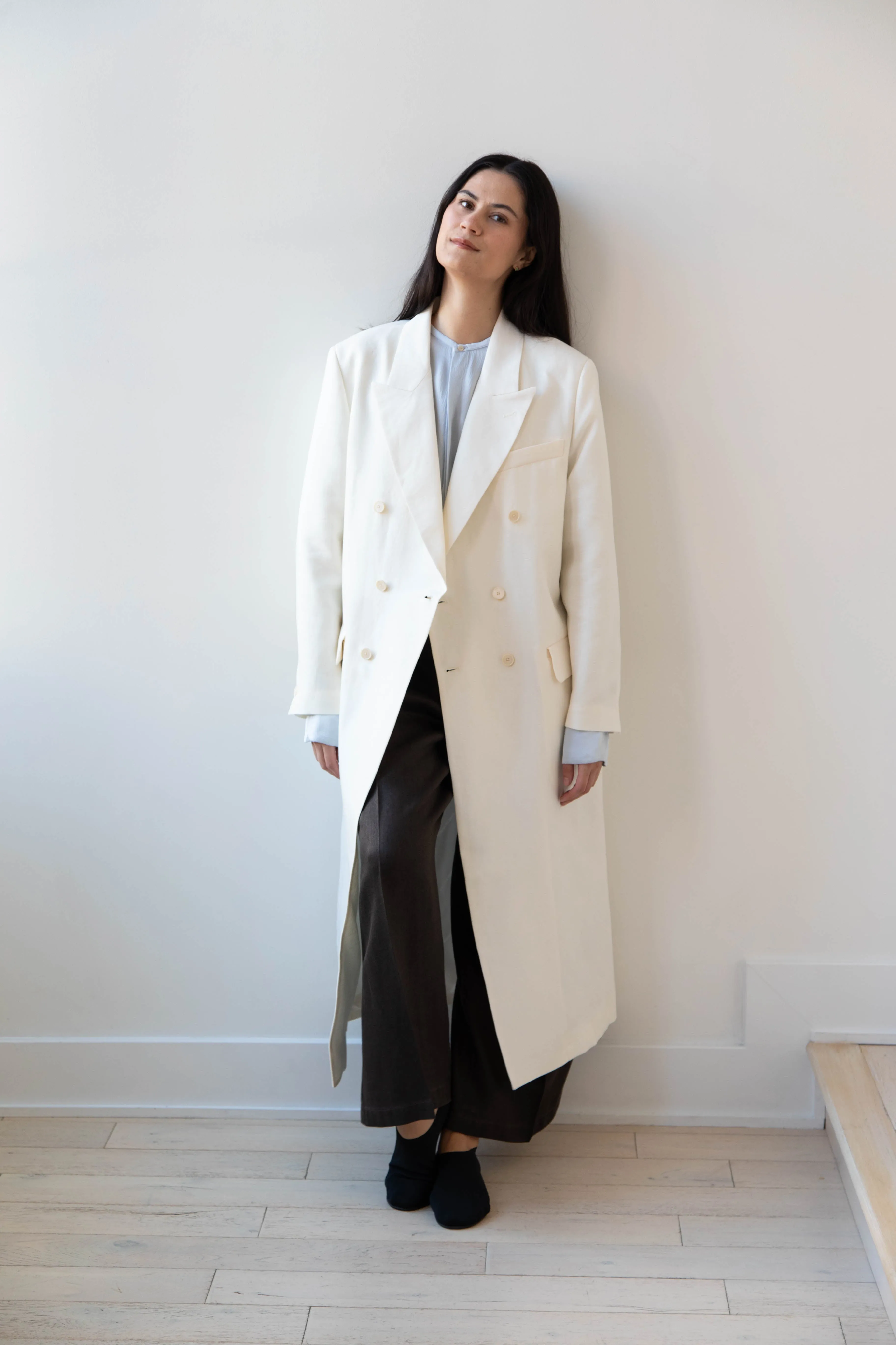 Barena Venezia | Cianni Canne Double Breasted Coat in Ivory